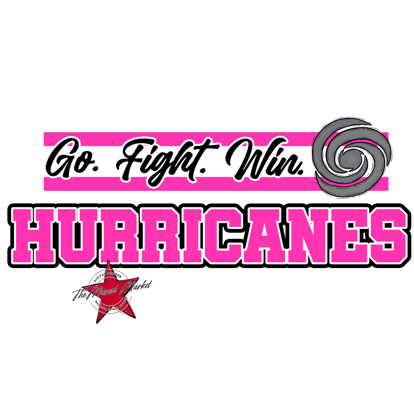 Hurricanes Go Fight Win Mascot Lines-Pink
