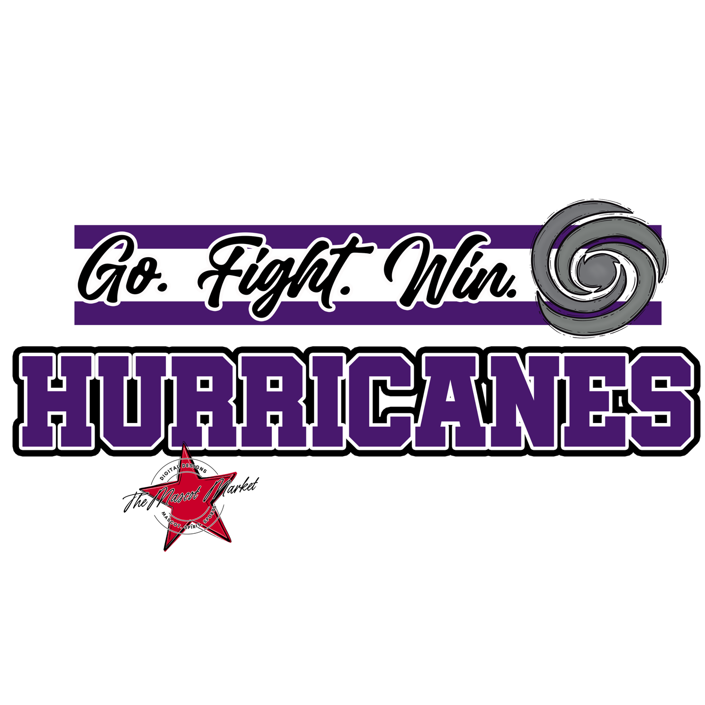 Hurricanes Go Fight Win Mascot Lines-Purple