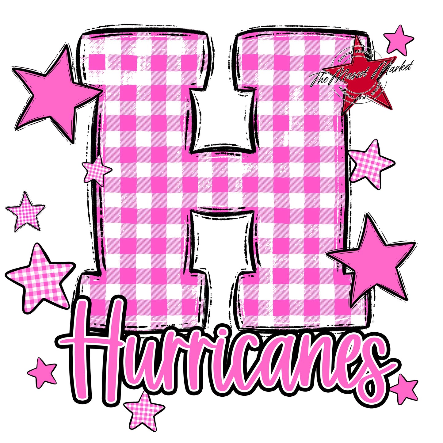 Hurricanes Plaid Star Design-Baby Pink