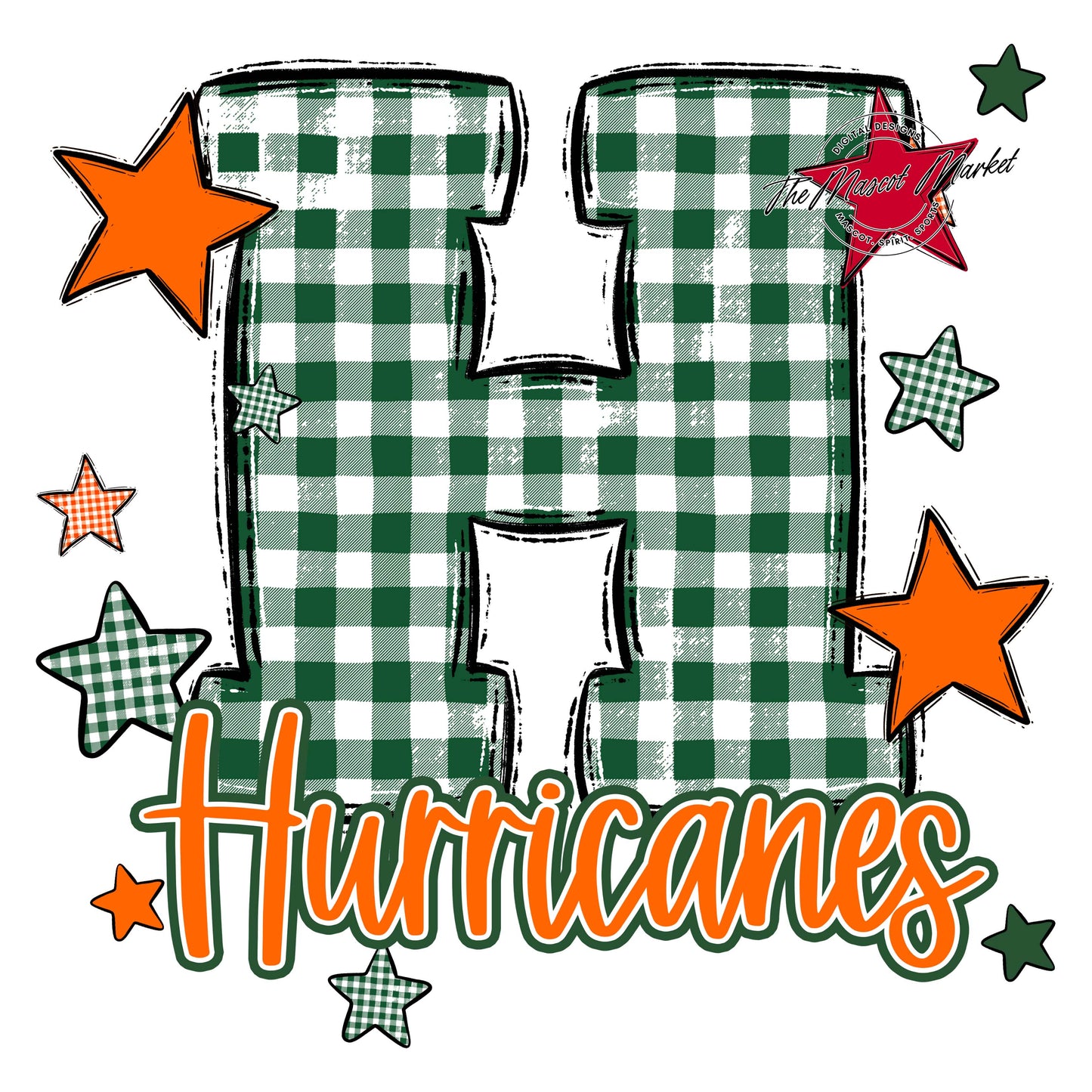 Hurricanes Plaid Star Design-Green & Orange