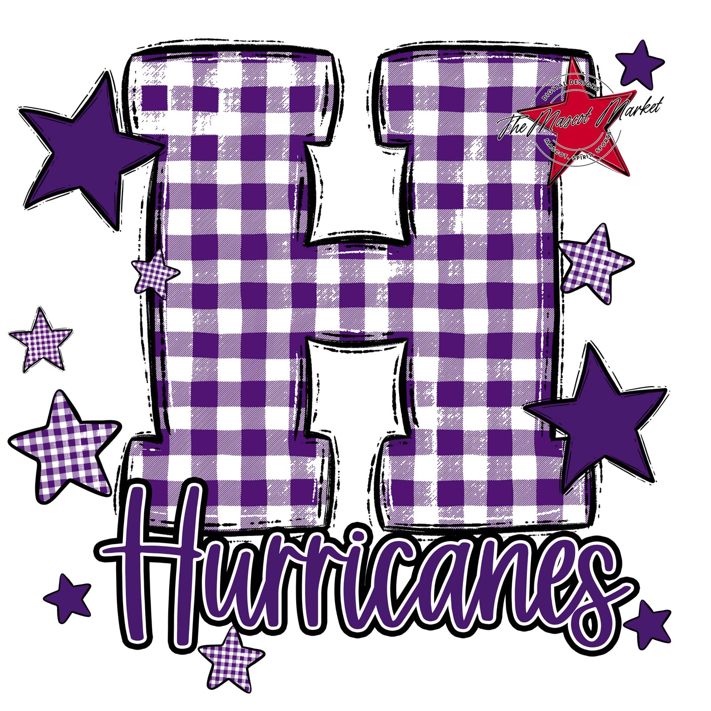 Hurricanes Plaid Star Design-Purple