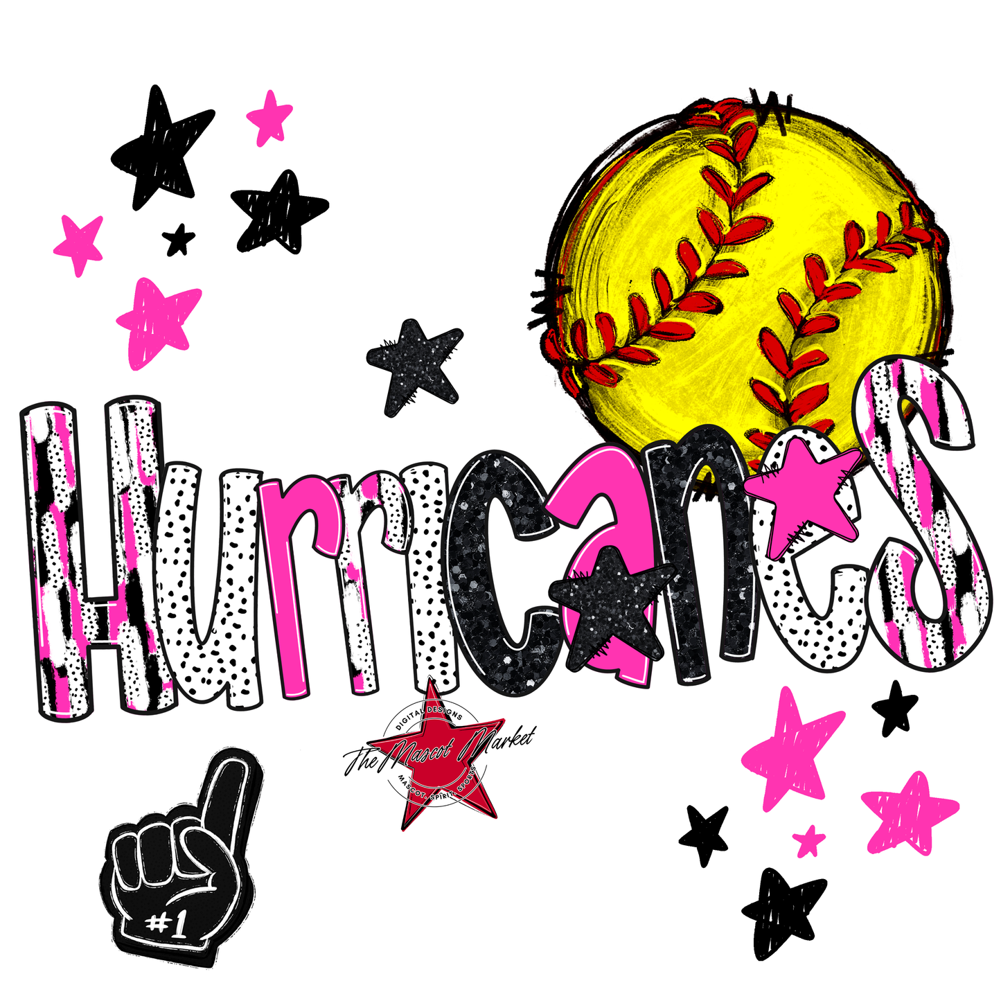 Hurricanes Softball Scrape-Pink