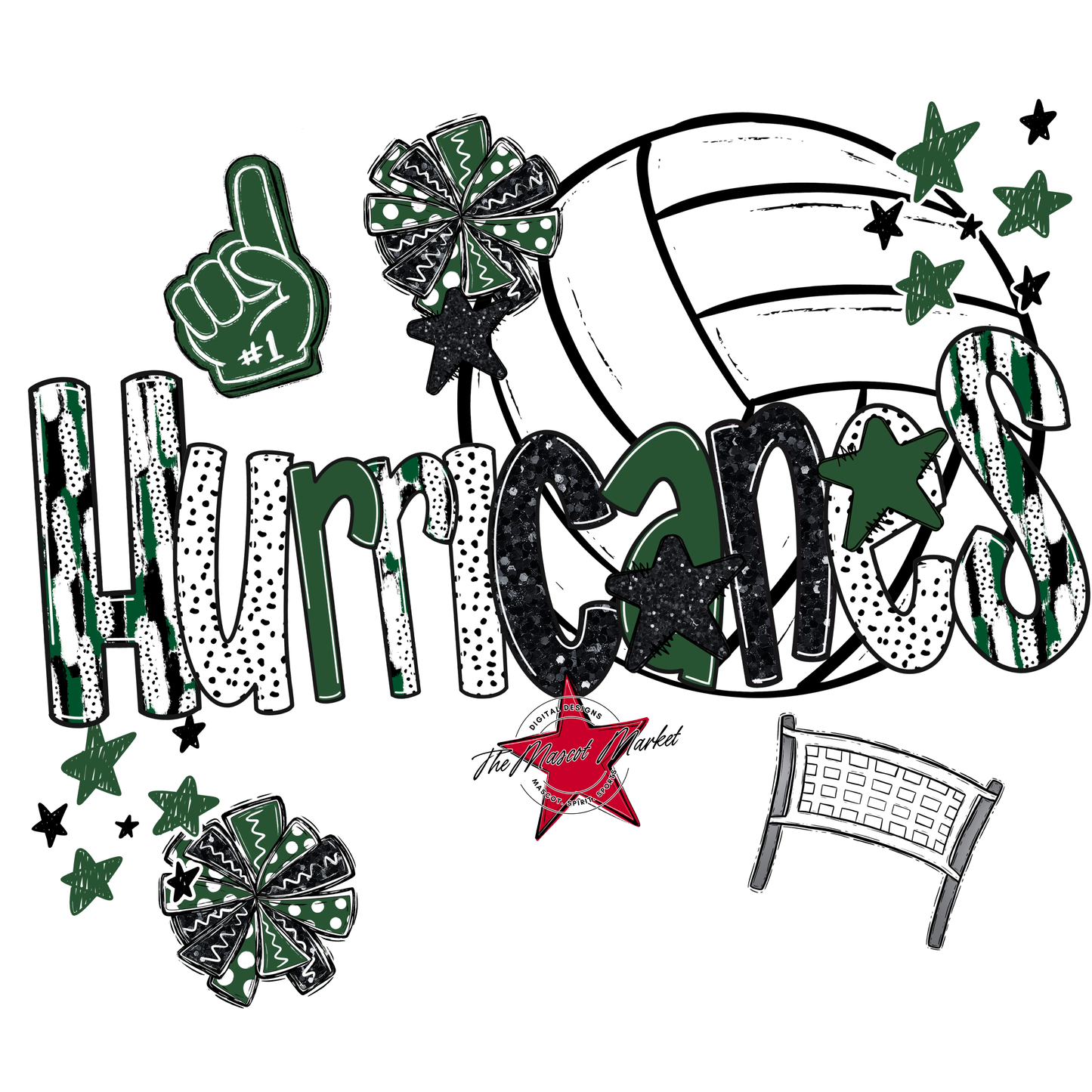 Hurricanes Volleyball Scrape-Green