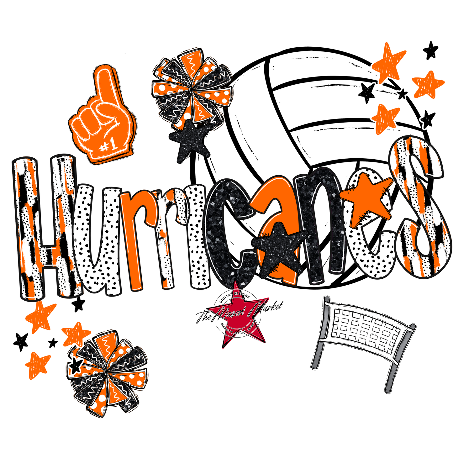 Hurricanes Volleyball Scrape-Orange