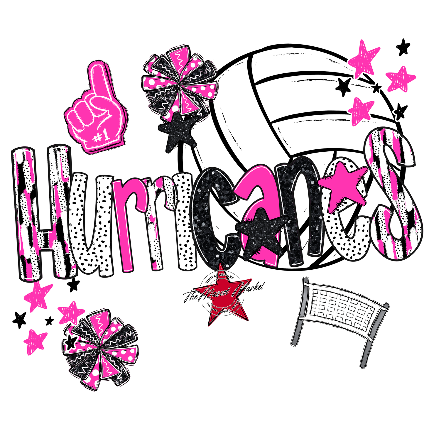 Hurricanes Volleyball Scrape-Pink
