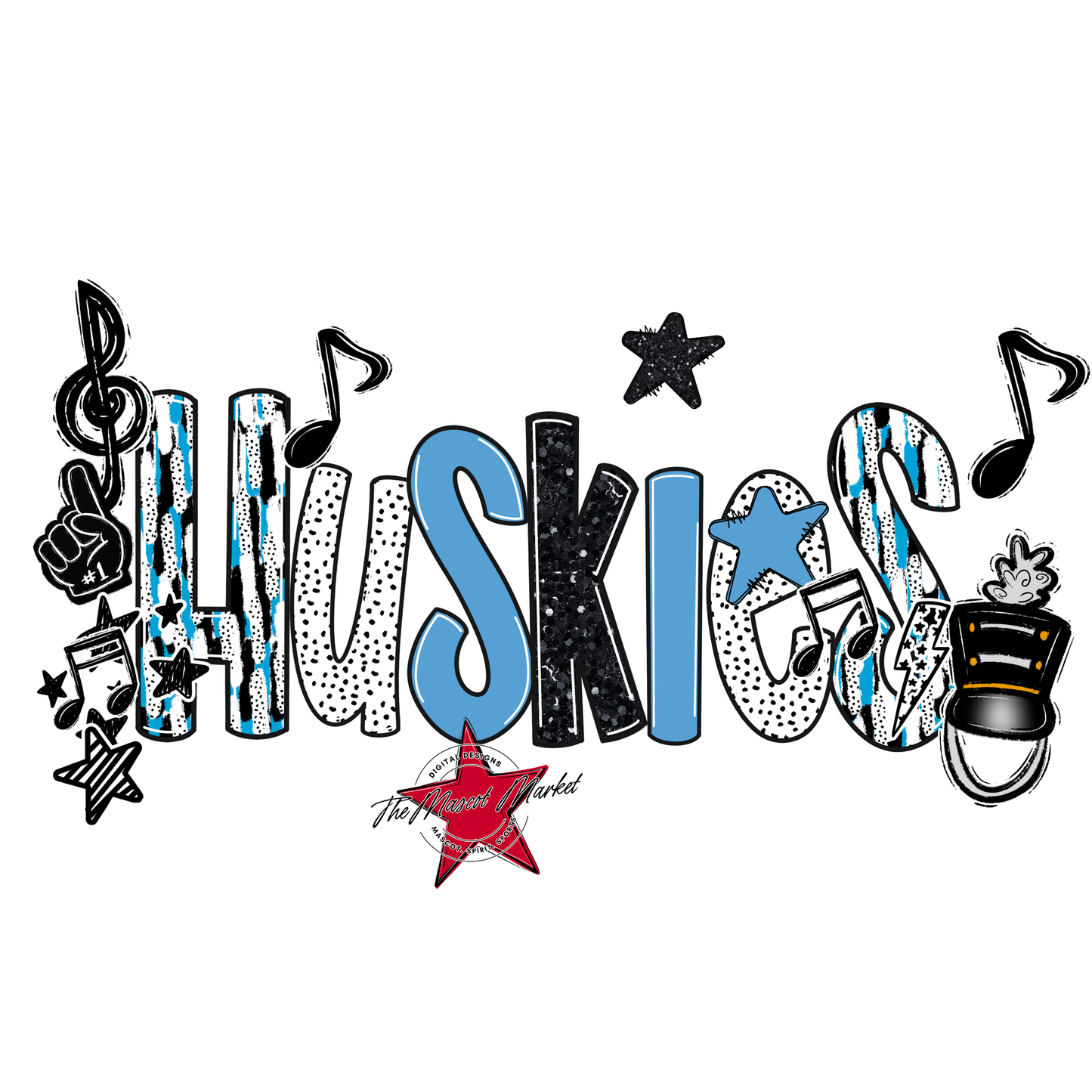 Huskies Band Scrape-Carolina Blue