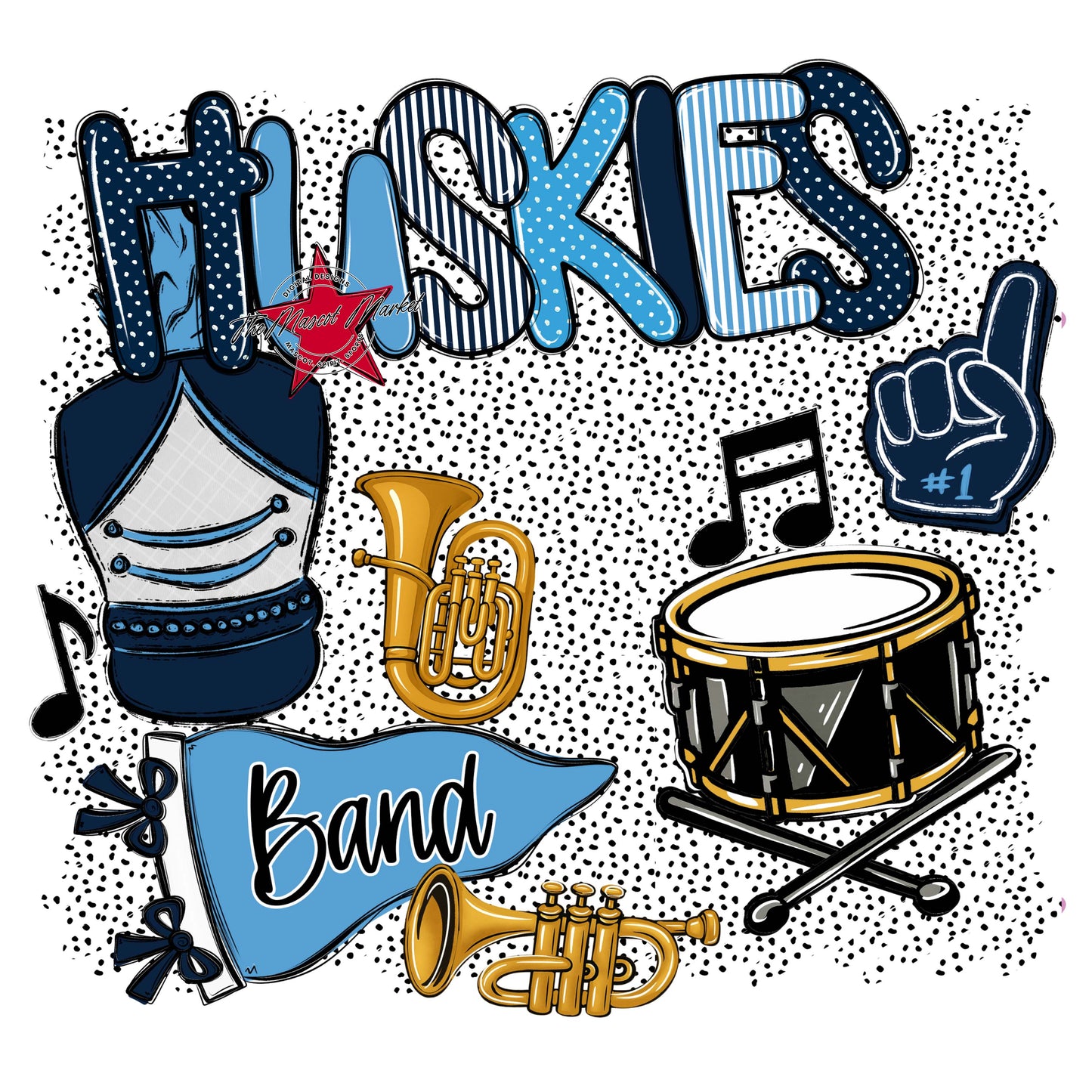 Huskies Band Spirit-Navy & Carolina Blue
