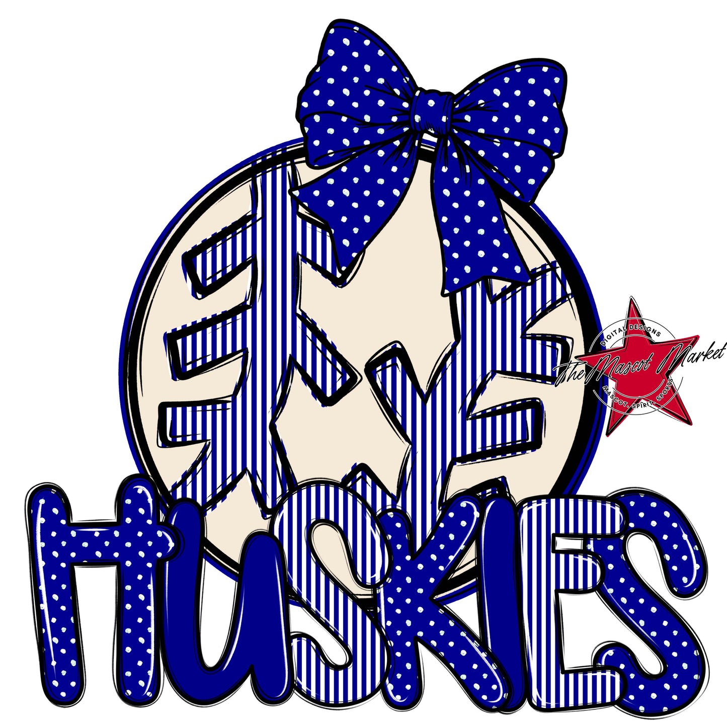 Huskies Baseball-Softball Spirit Design-Blue