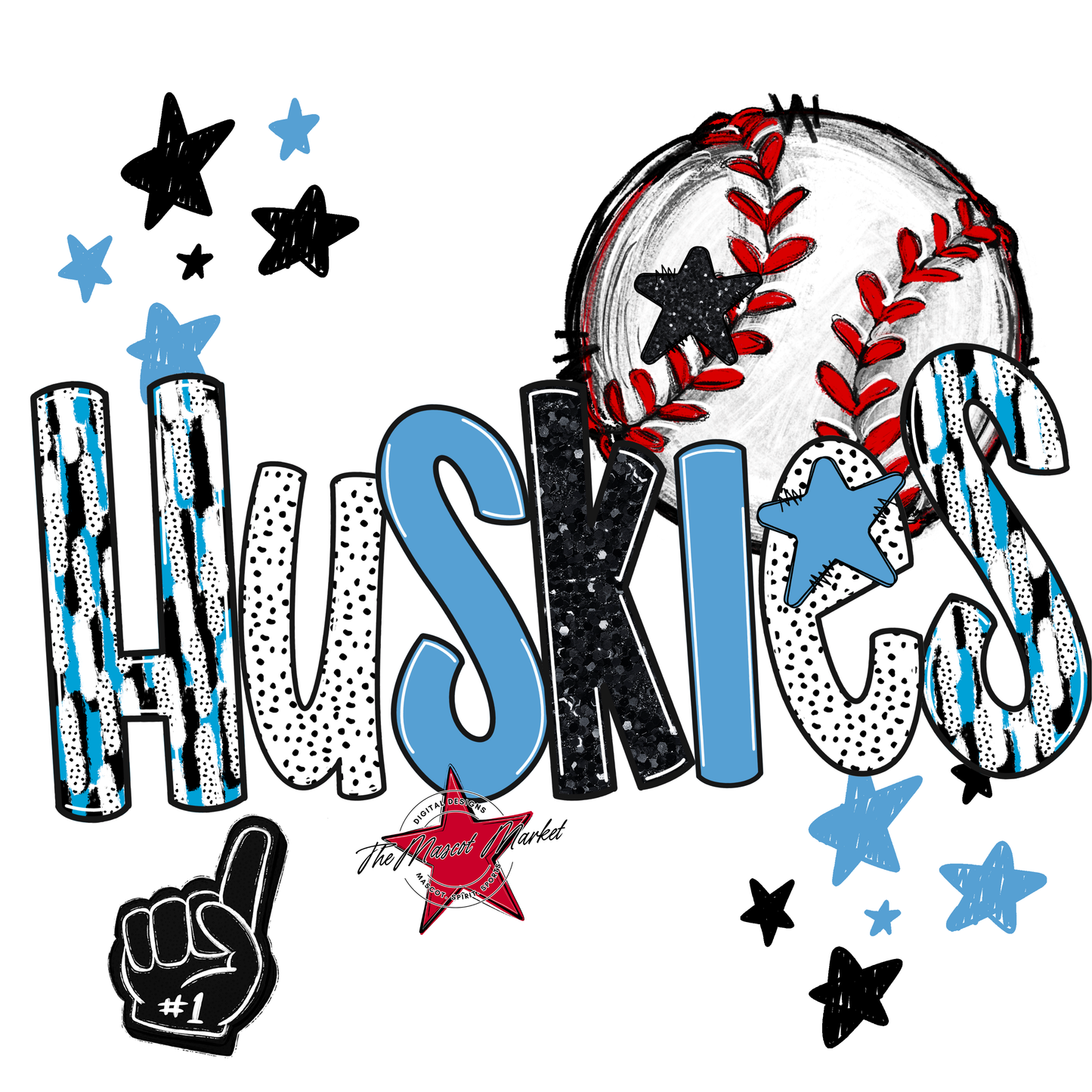 Huskies Baseball Scrape-Carolina Blue