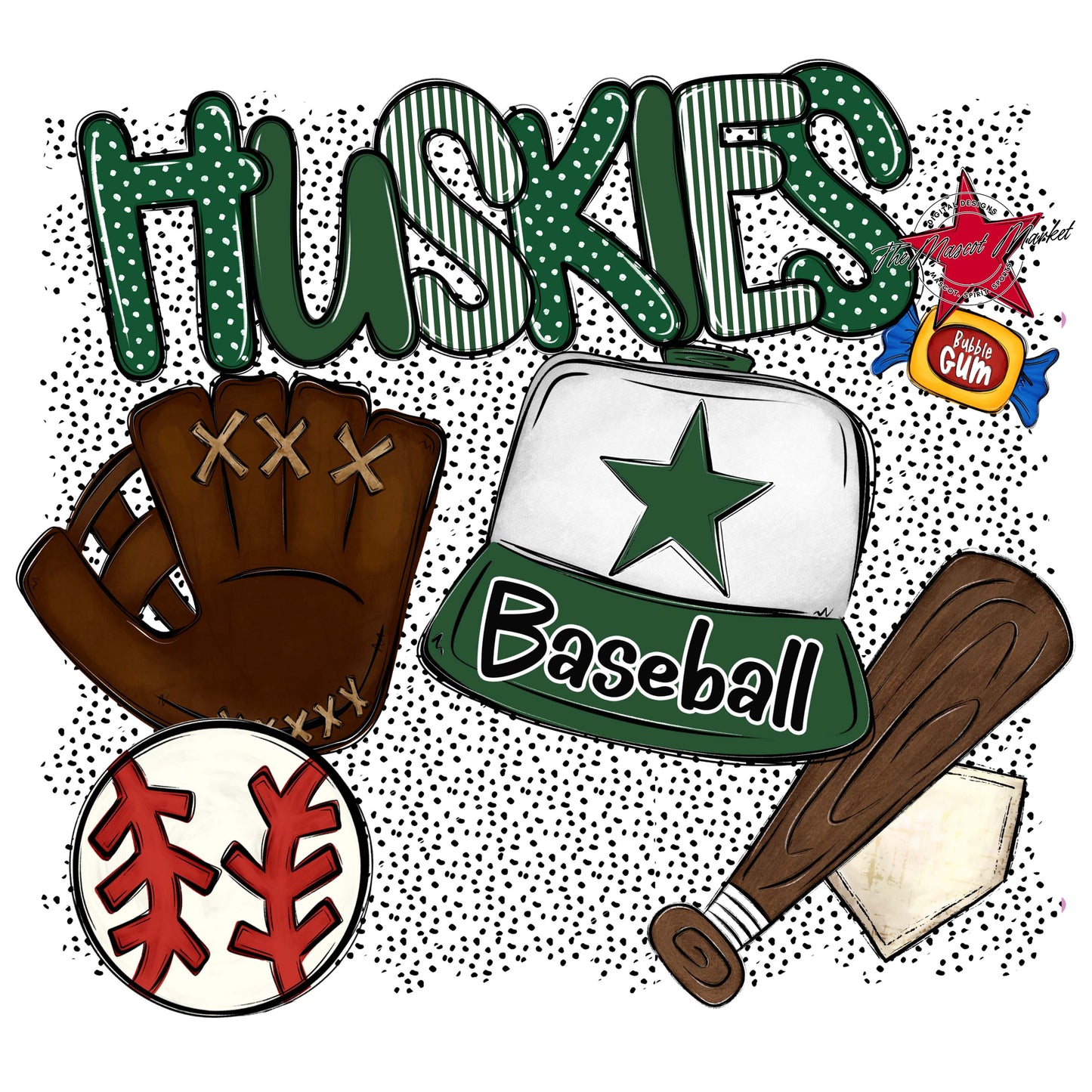 Huskies Baseball Spirit-Green