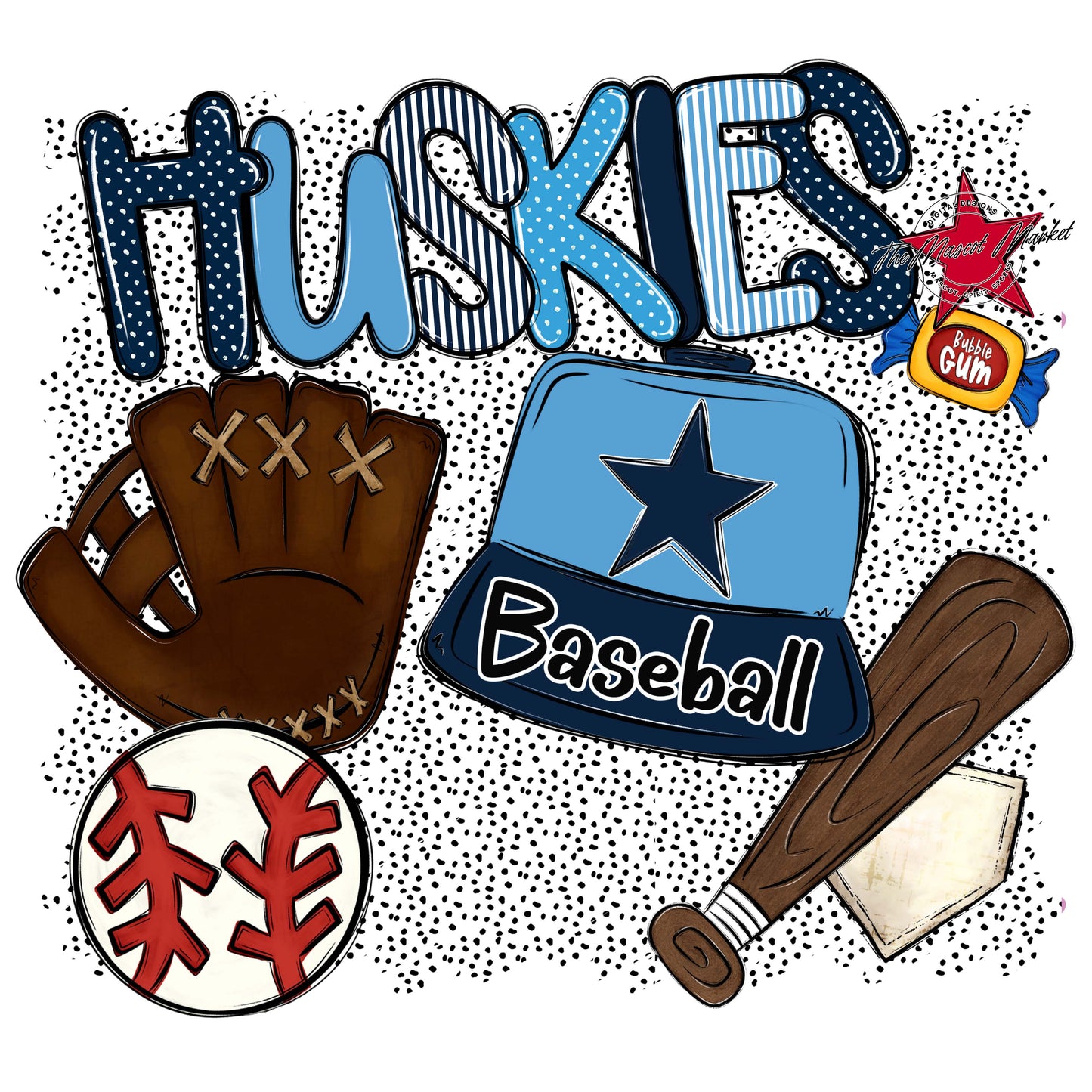 Huskies Baseball Spirit-Navy & Carolina Blue