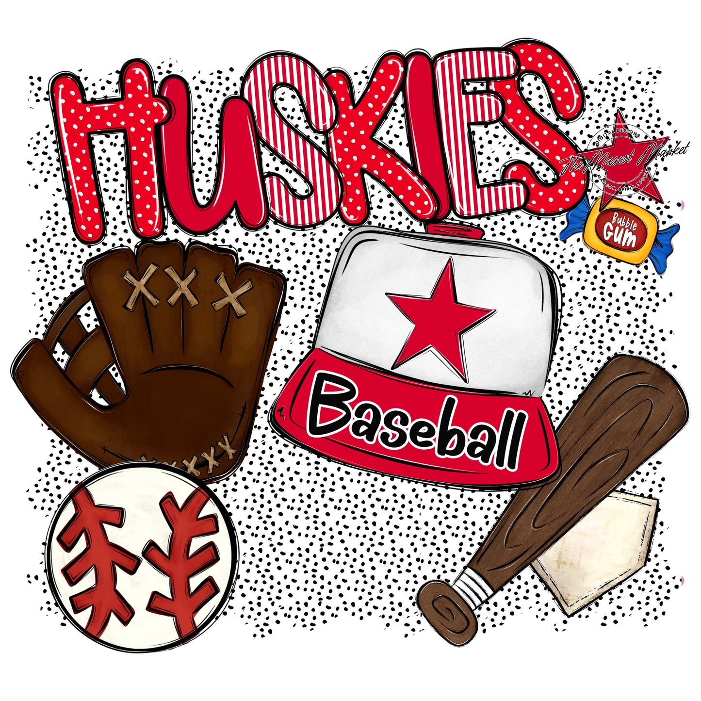 Huskies Baseball Spirit-Red