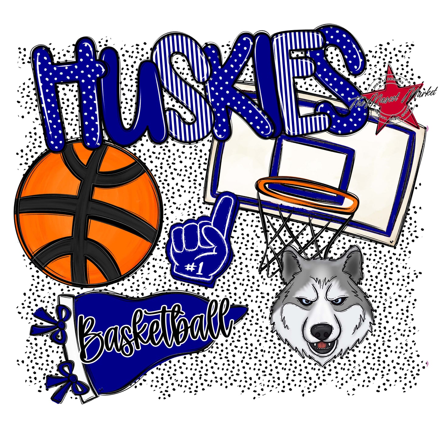 Huskies Basketball Spirit-Blue