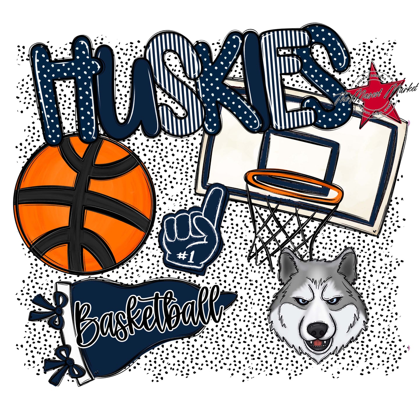 Huskies Basketball Spirit-Navy