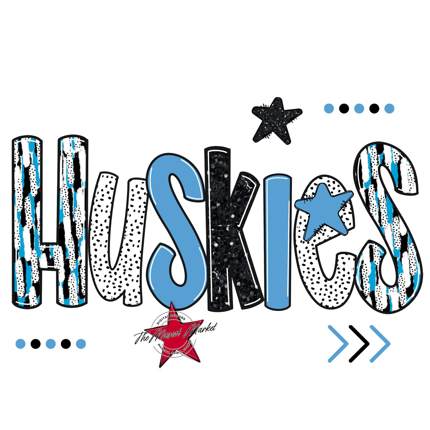Huskies Brushstroke Alpha w Arrows-Carolina Blue