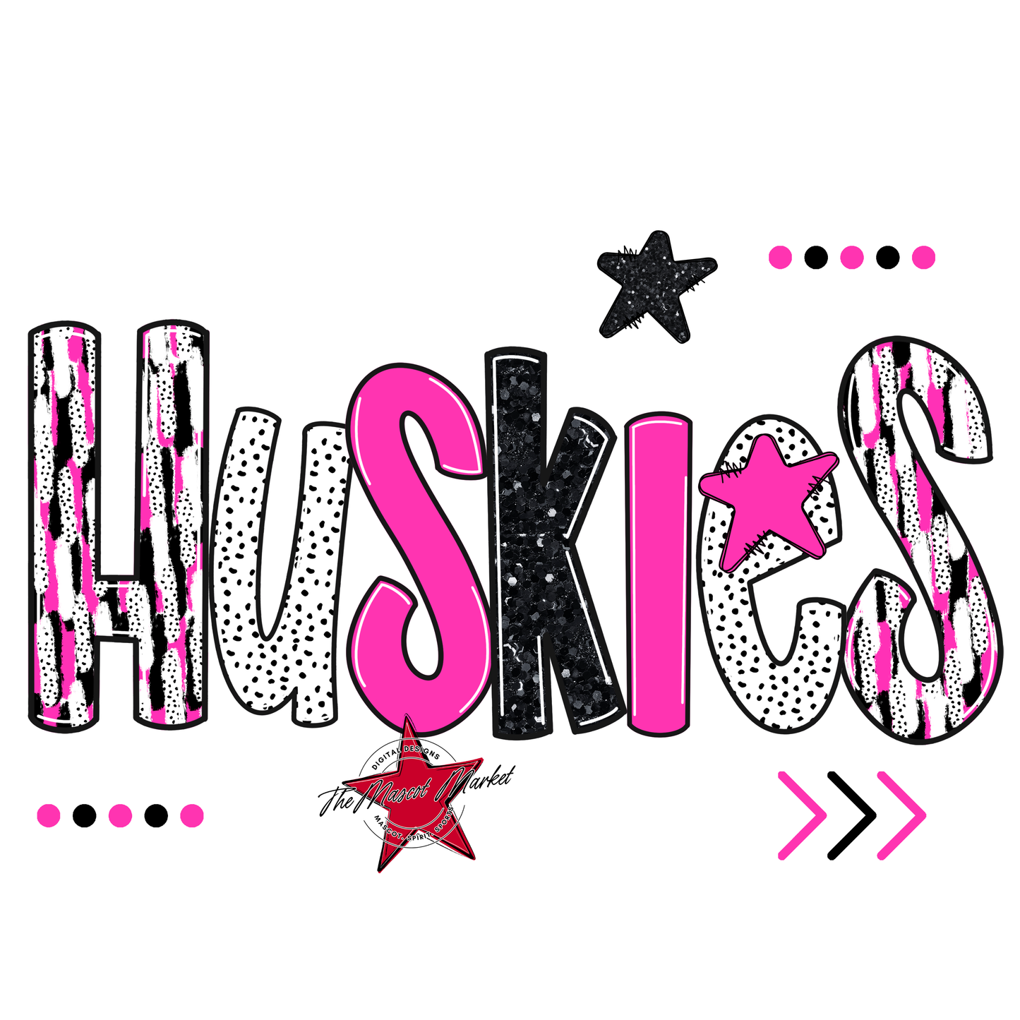 Huskies Brushstroke Alpha w Arrows-Pink