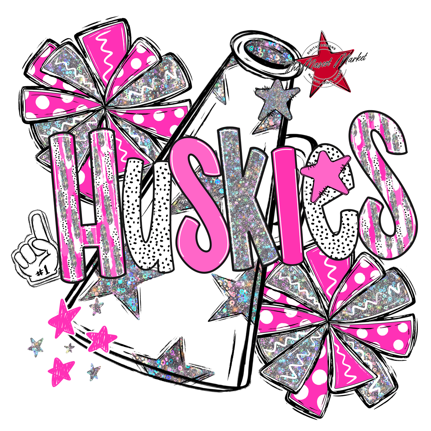 Huskies Cheer Megaphone Scrape-Pink