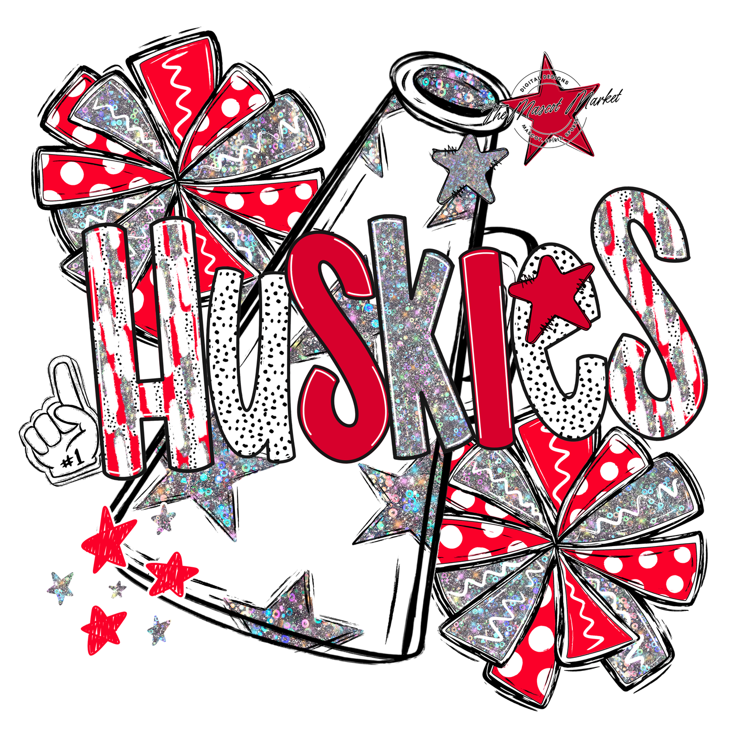 Huskies Cheer Megaphone Scrape-Red