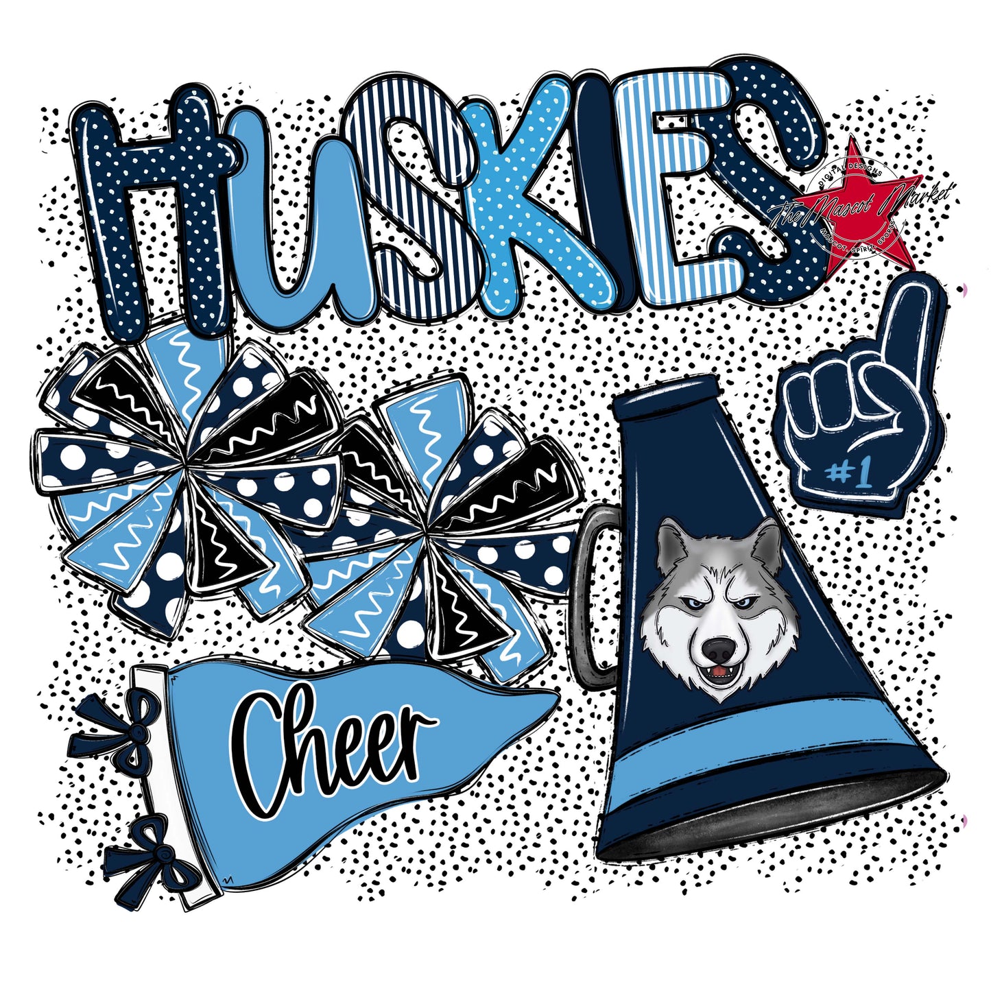 Huskies Cheer Spirit-Navy & Carolina Blue