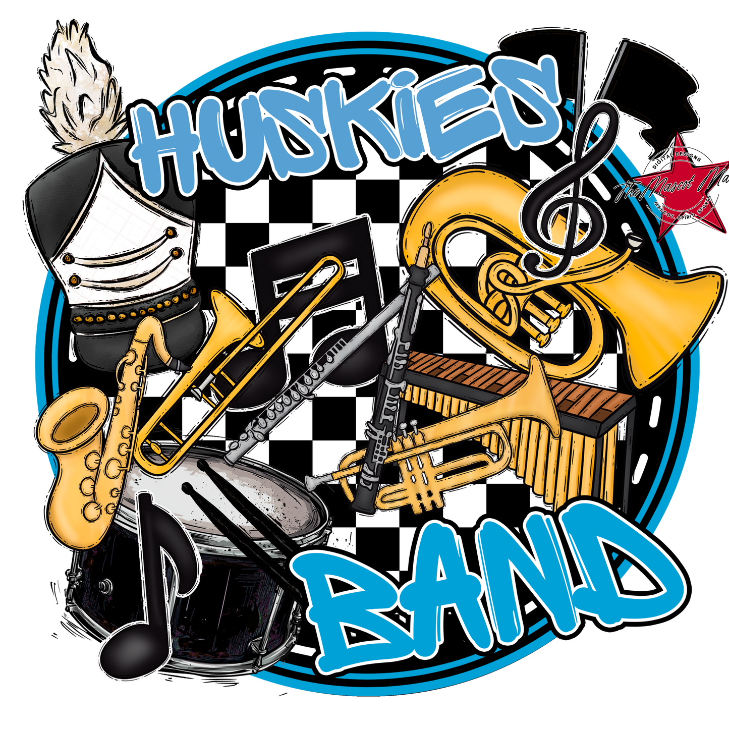 Huskies Circle Band Design-Carolina Blue