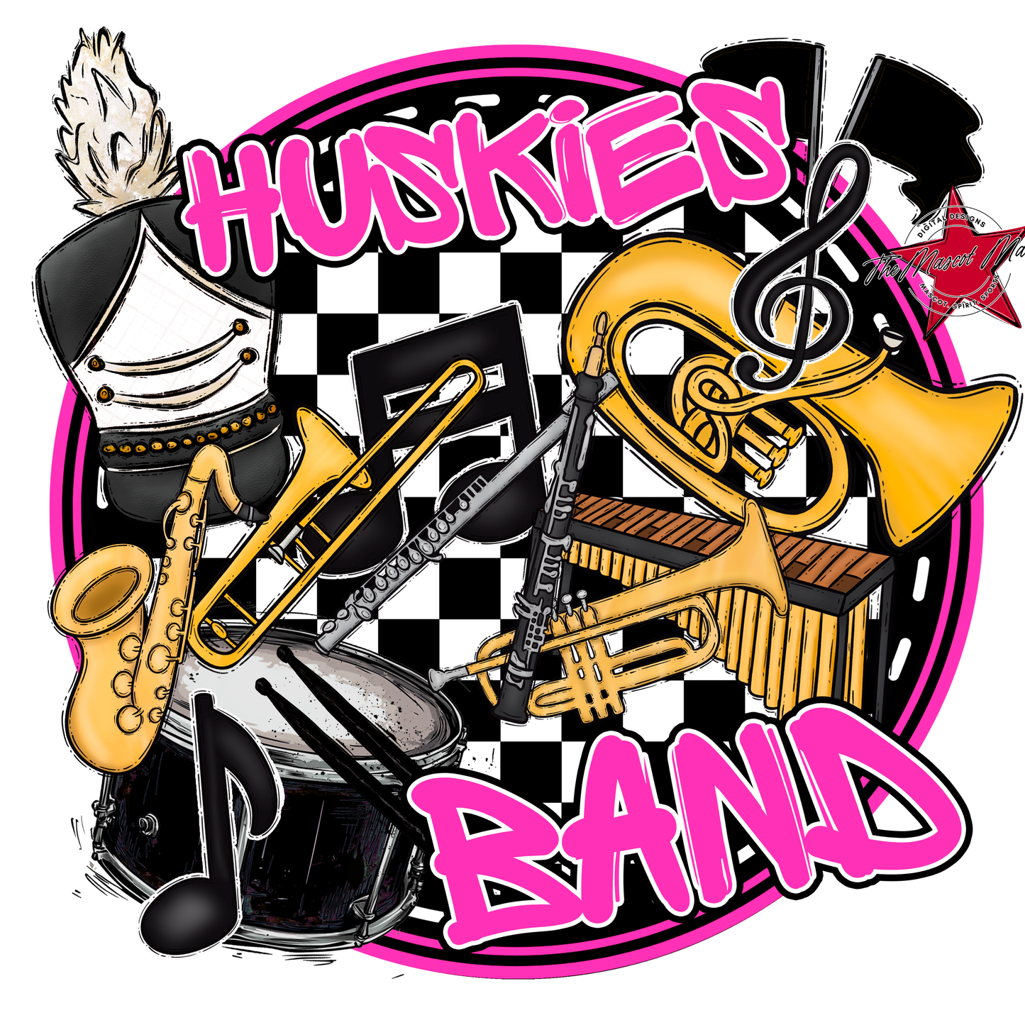 Huskies Circle Band Design-Pink