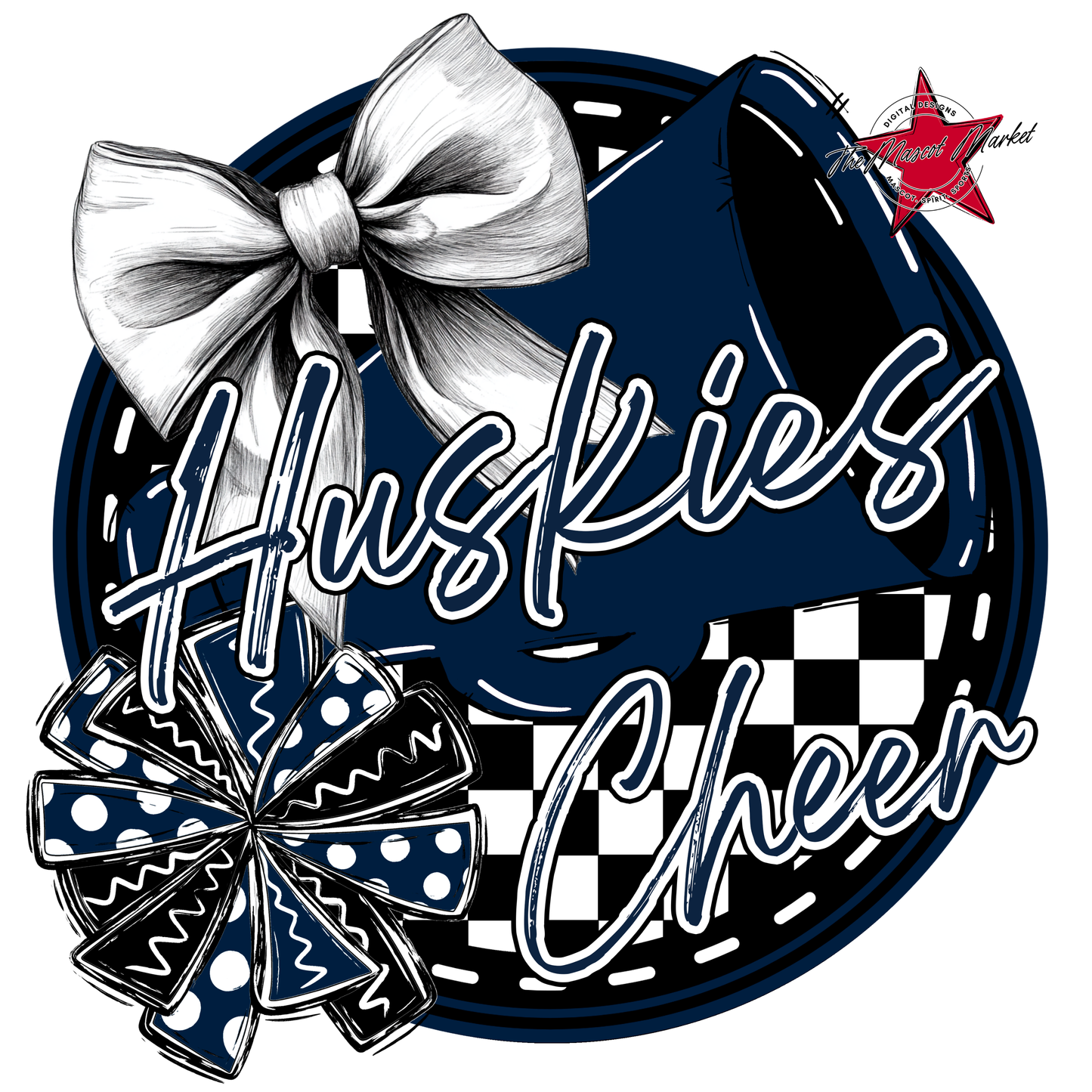 Huskies Circle Cheer Design-Navy
