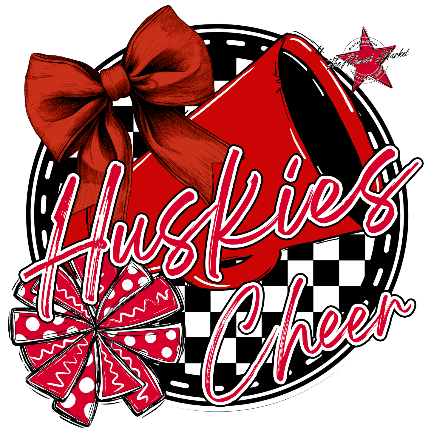 Huskies Circle Cheer Design-Red