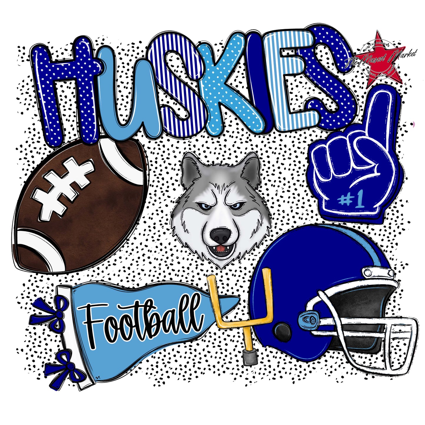 Huskies Football Spirit-Blue & Carolina Blue