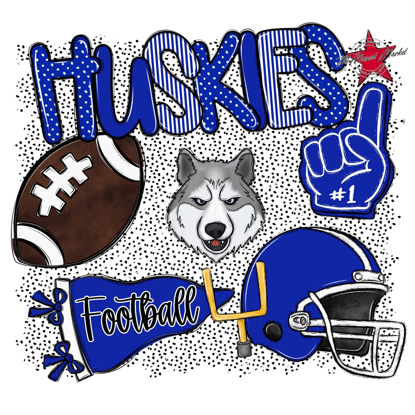 Huskies Football Spirit-Royal Blue