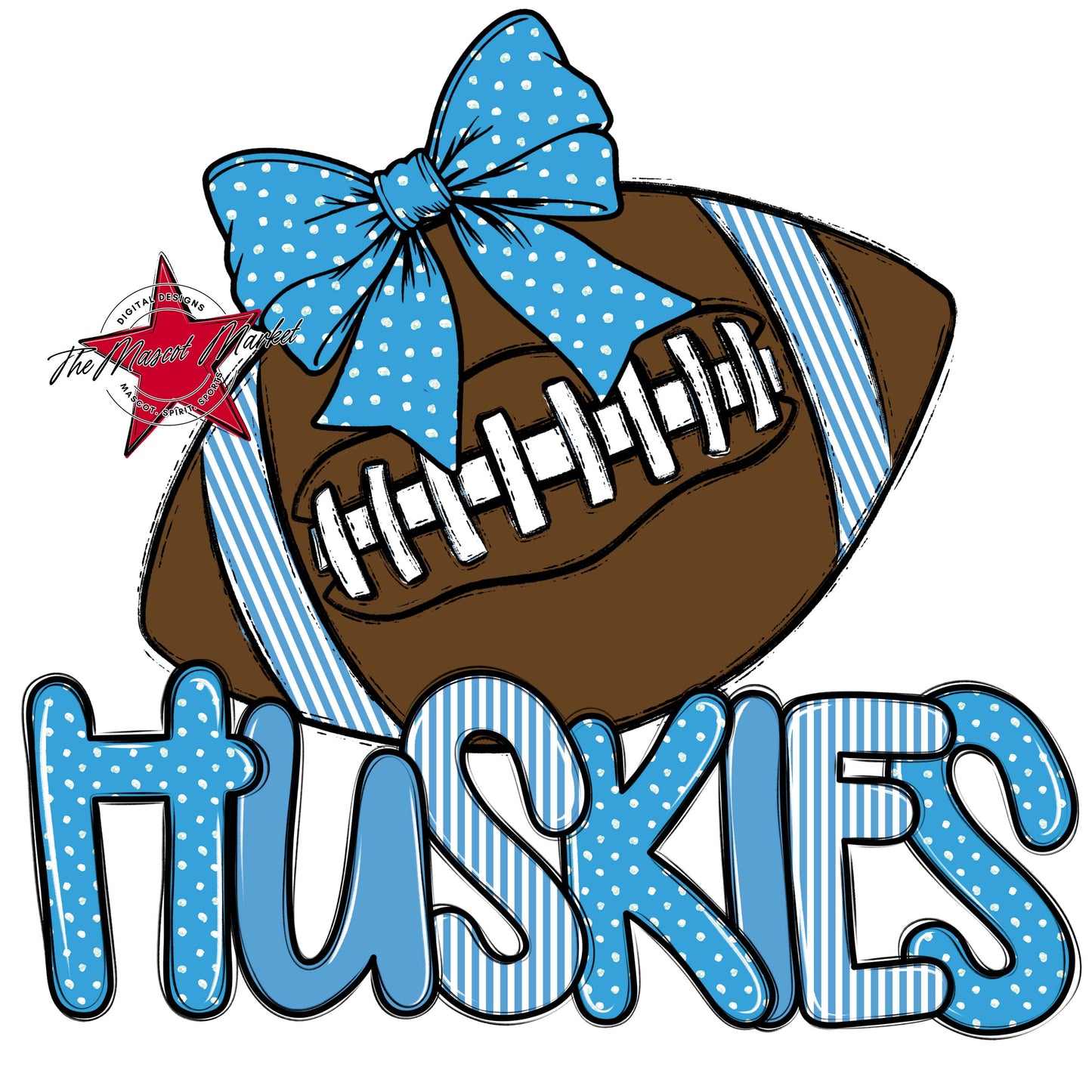 Huskies Football Spirit Design-Carolina Blue