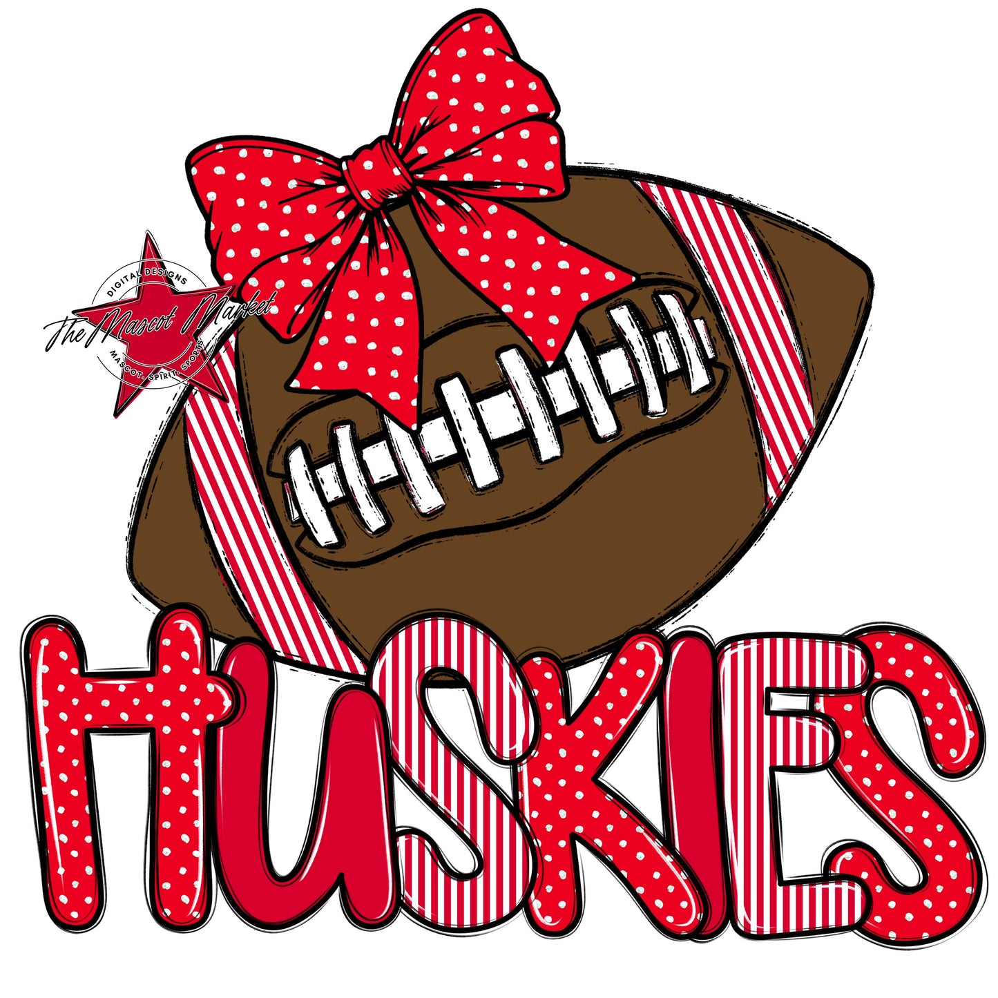 Huskies Football Spirit Design-Red