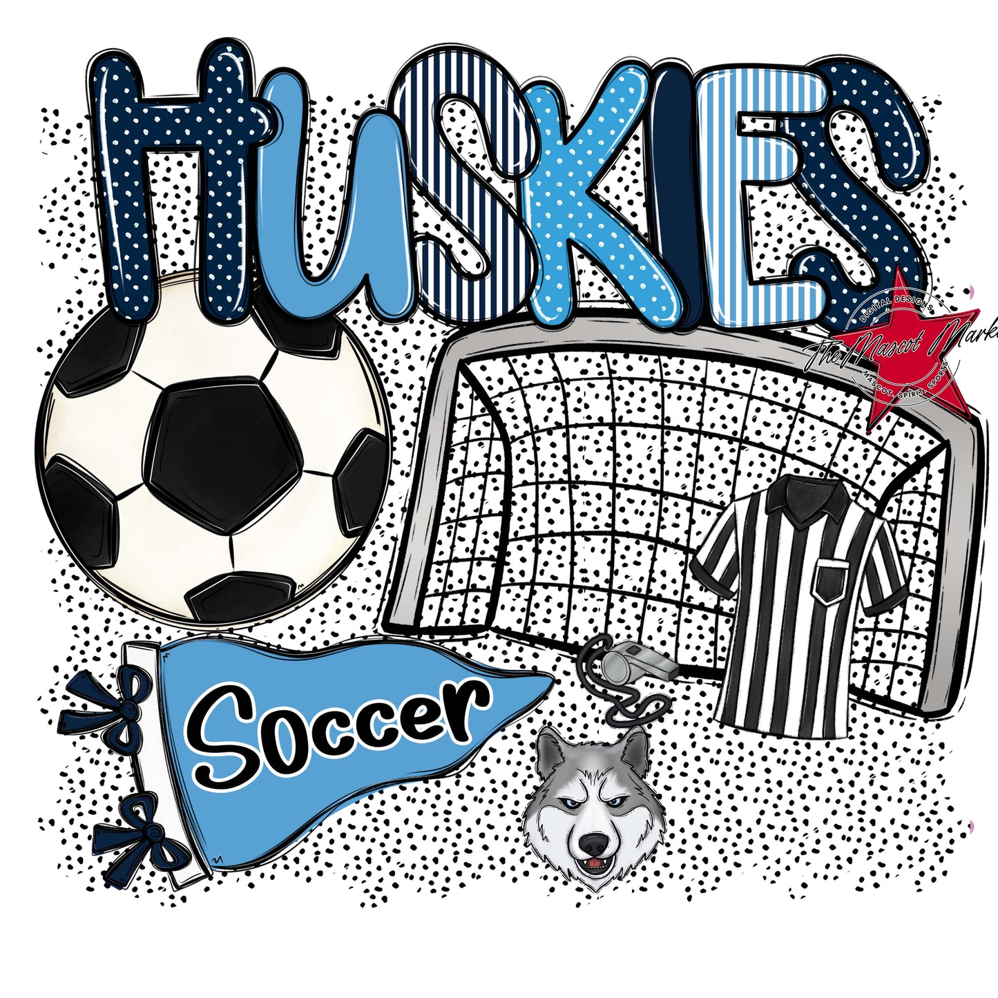 Huskies Soccer Spirit-Navy & Carolina Blue