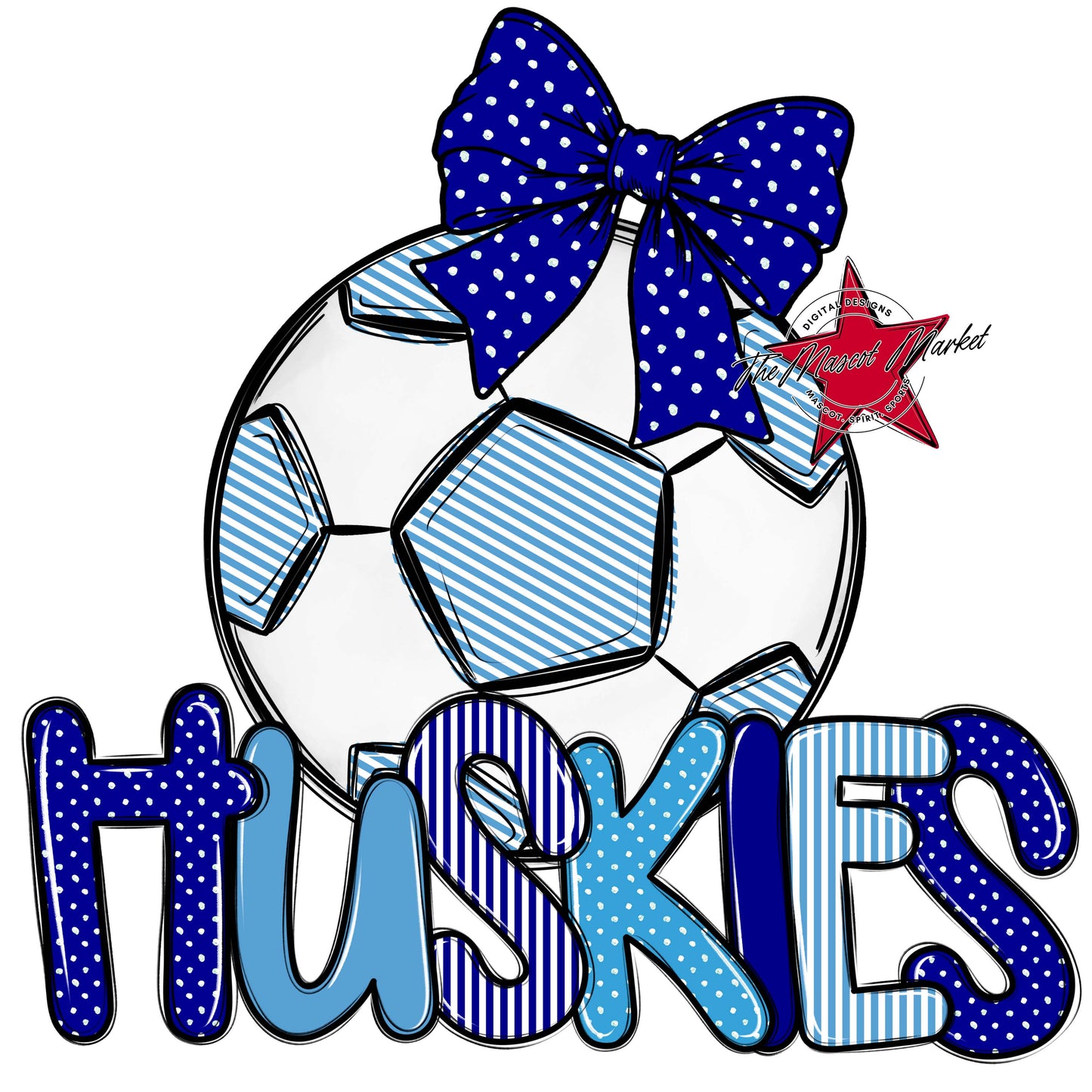 Huskies Soccer Spirit Design-Blue & Carolina Blue