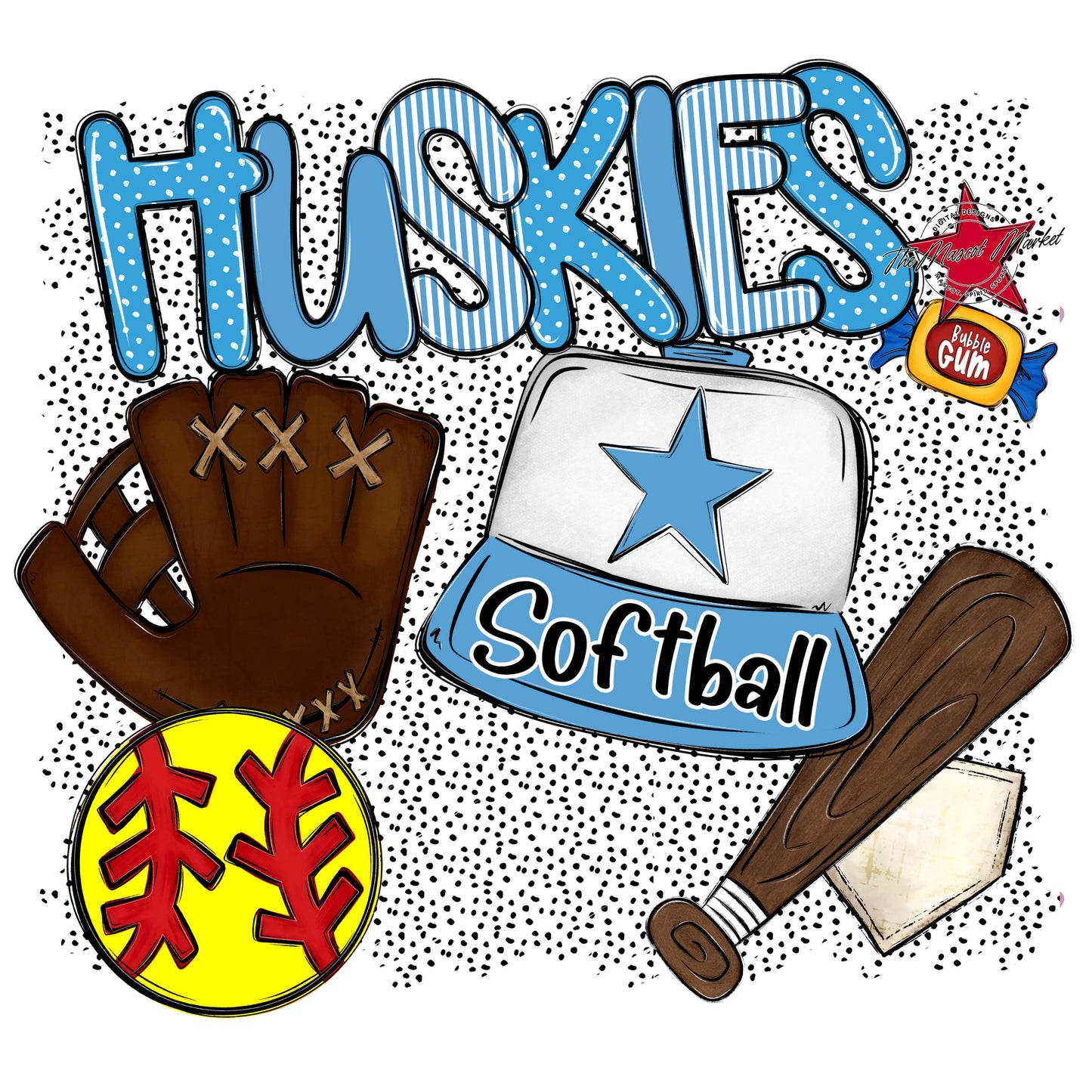 Huskies Softball Spirit-Carolina Blue