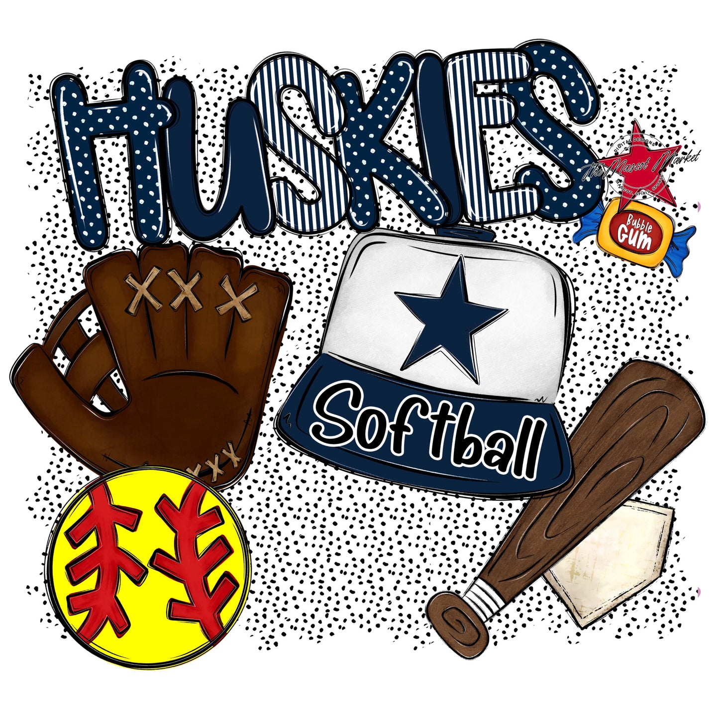 Huskies Softball Spirit-Navy