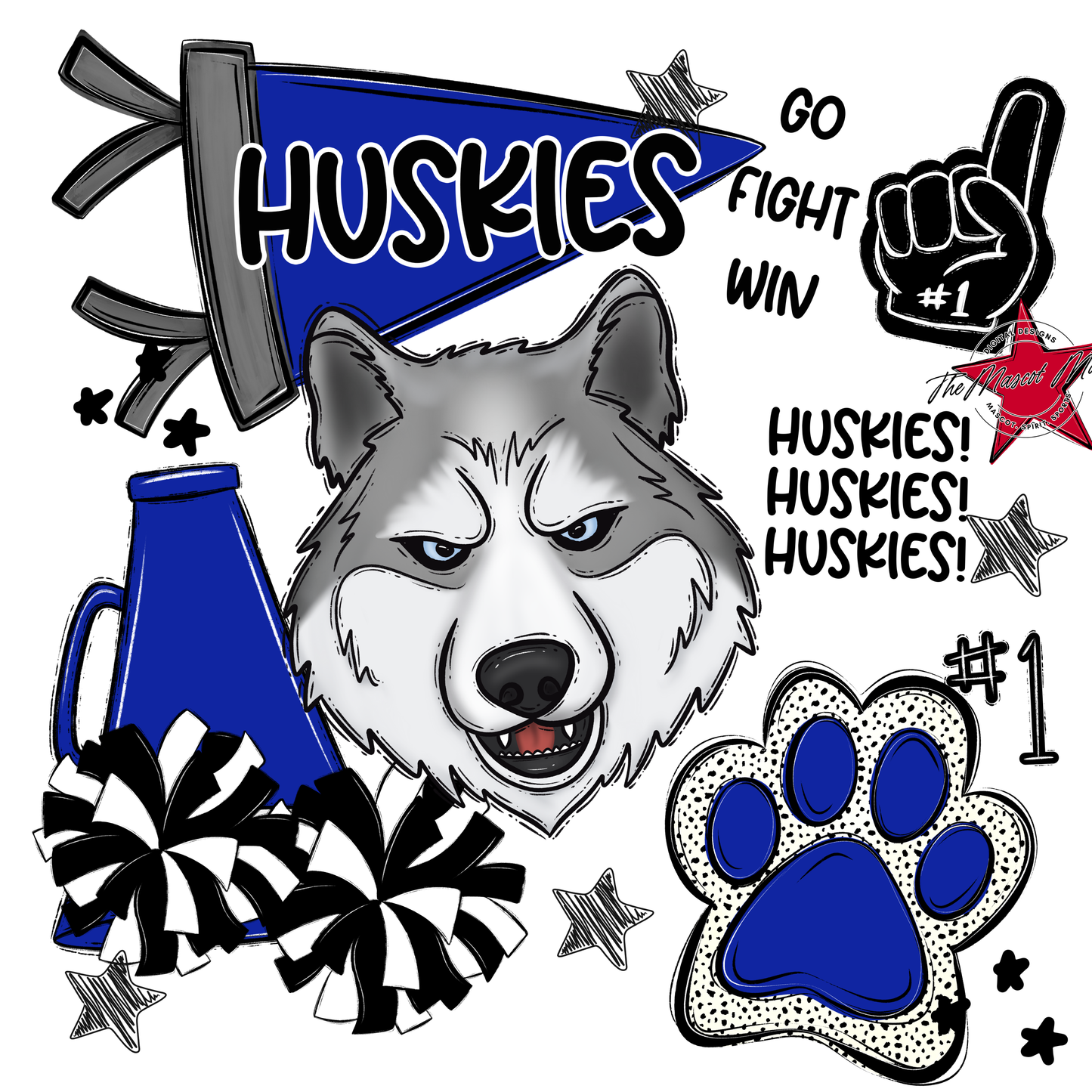 Huskies Spirit Design-Royal Blue