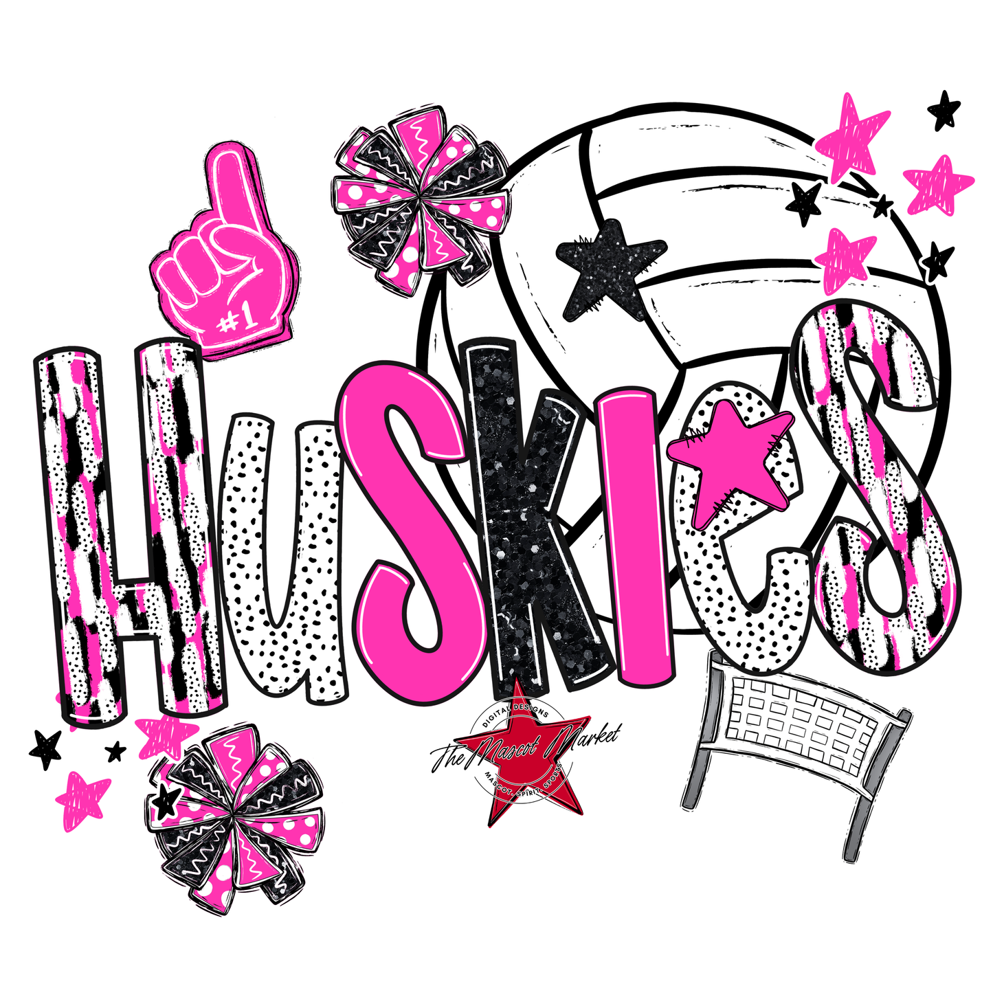 Huskies Volleyball Scrape-Pink