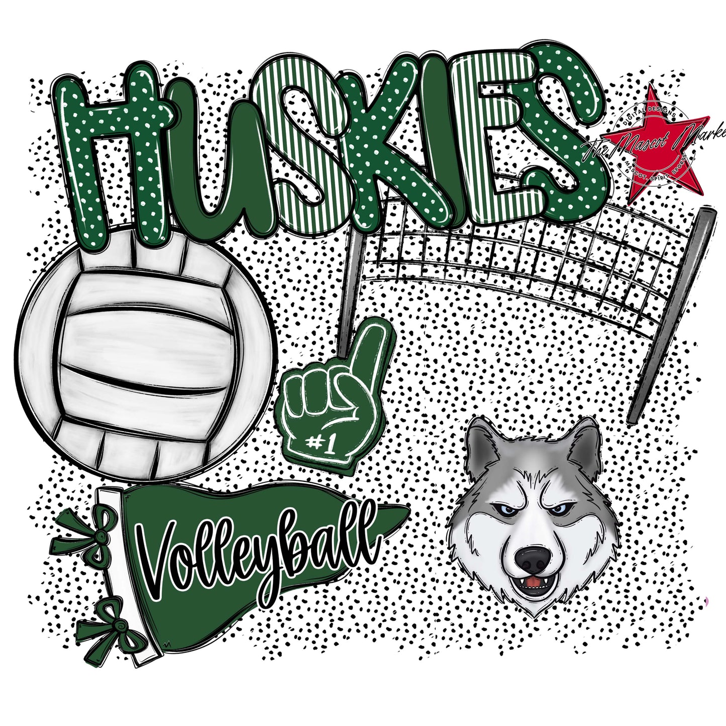 Huskies Volleyball Spirit-Green