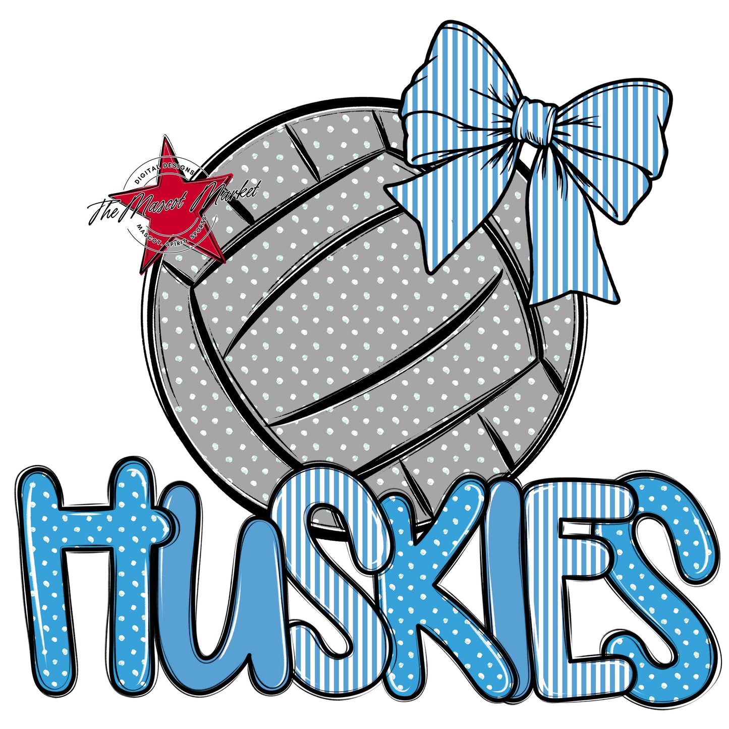 Huskies Volleyball Spirit Design-Carolina Blue