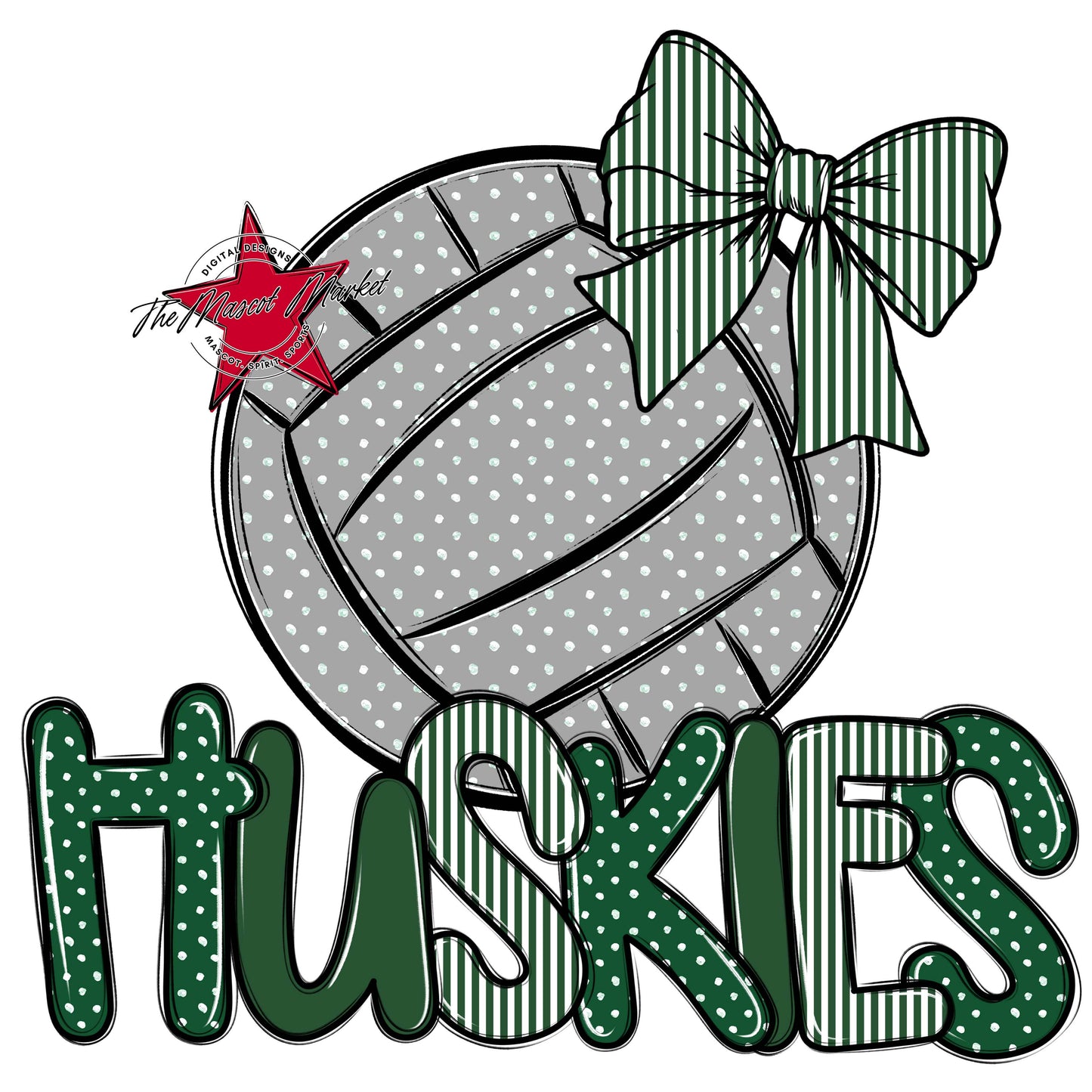 Huskies Volleyball Spirit Design-Green