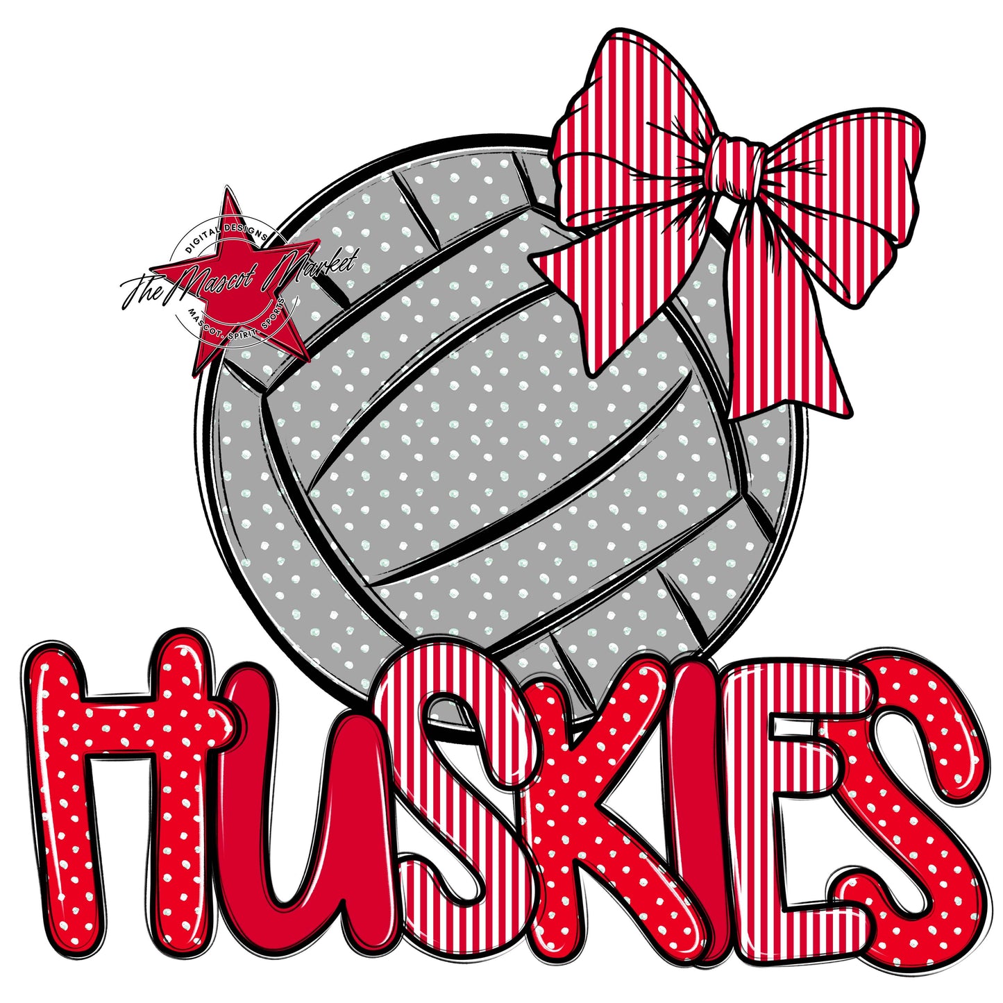 Huskies Volleyball Spirit Design-Red