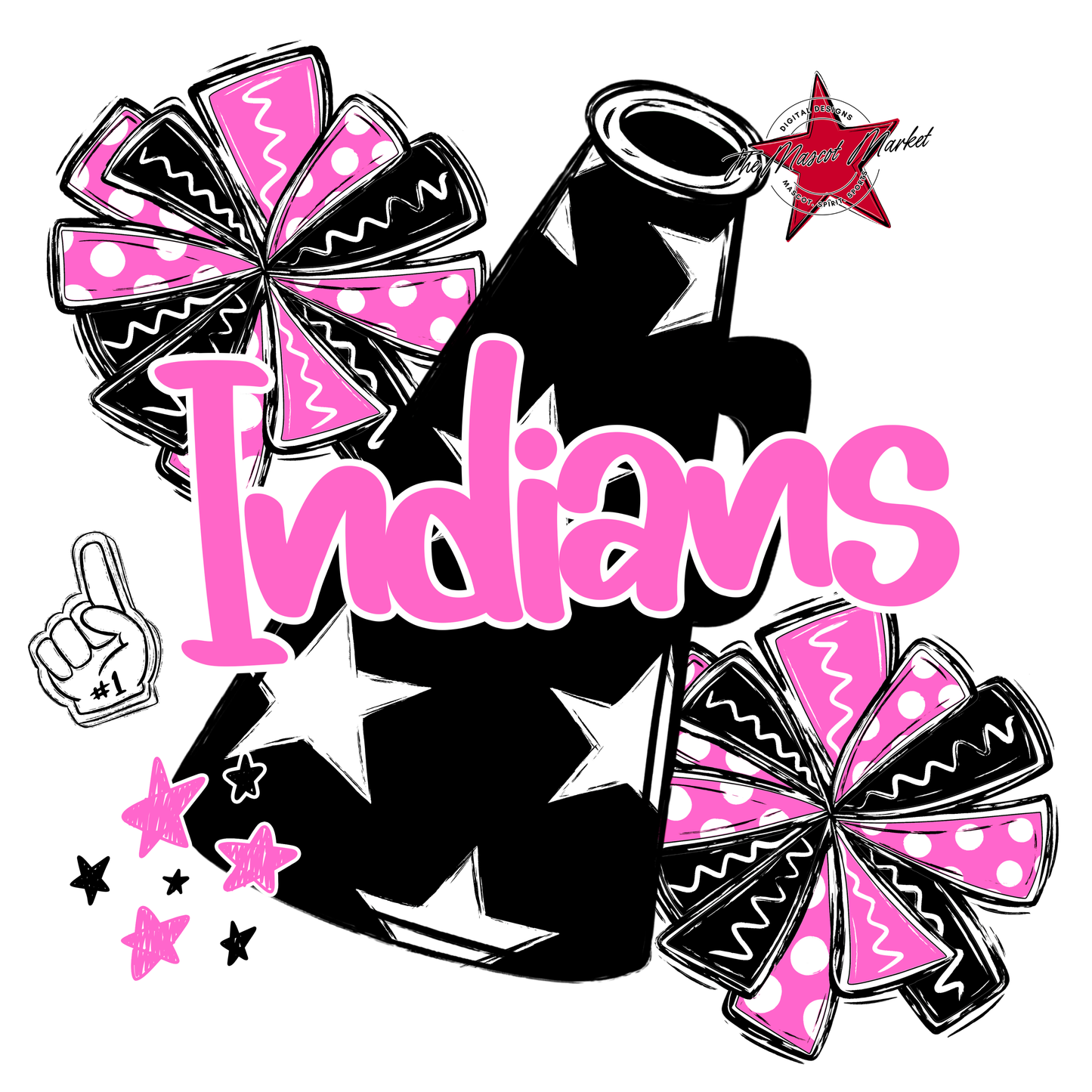 Indians Alpha Megaphone Design-Baby Pink