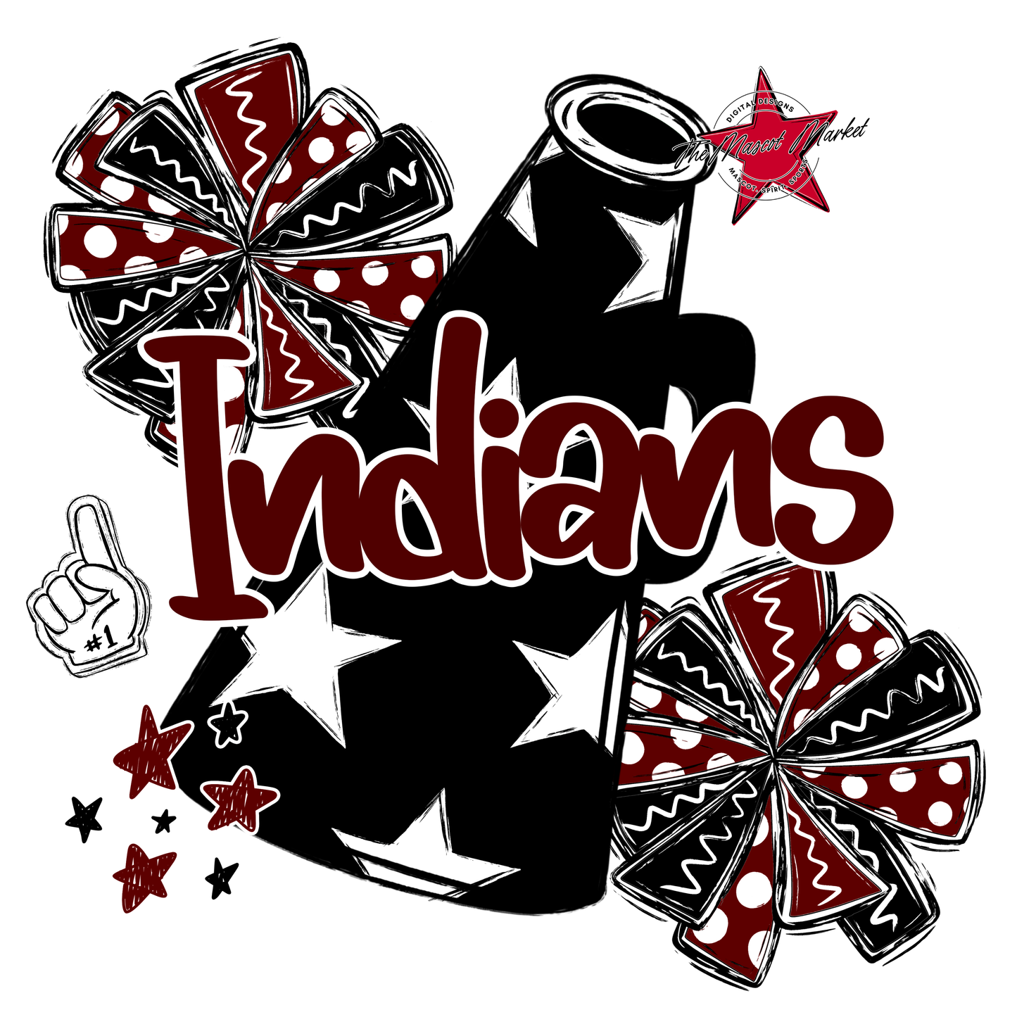 Indians Alpha Megaphone Design-Maroon