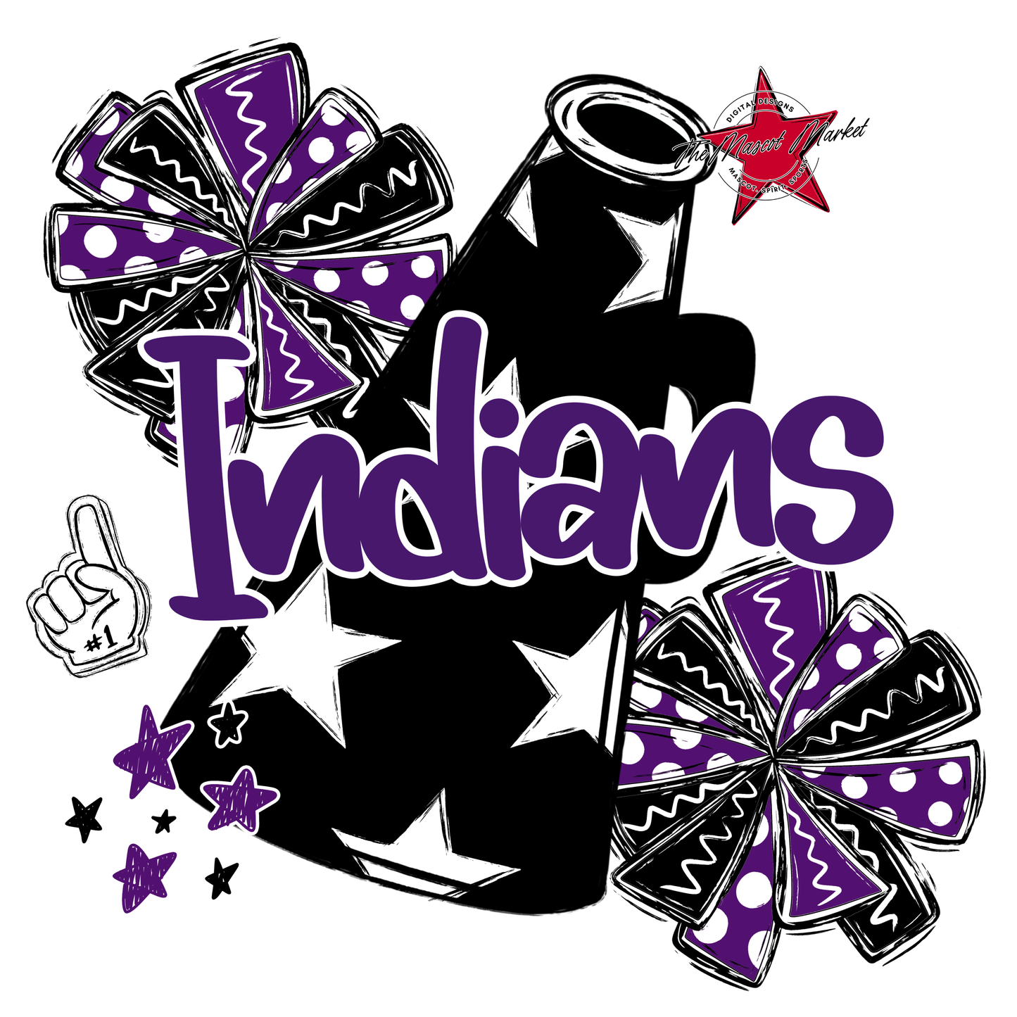 Indians Alpha Megaphone Design-Purple