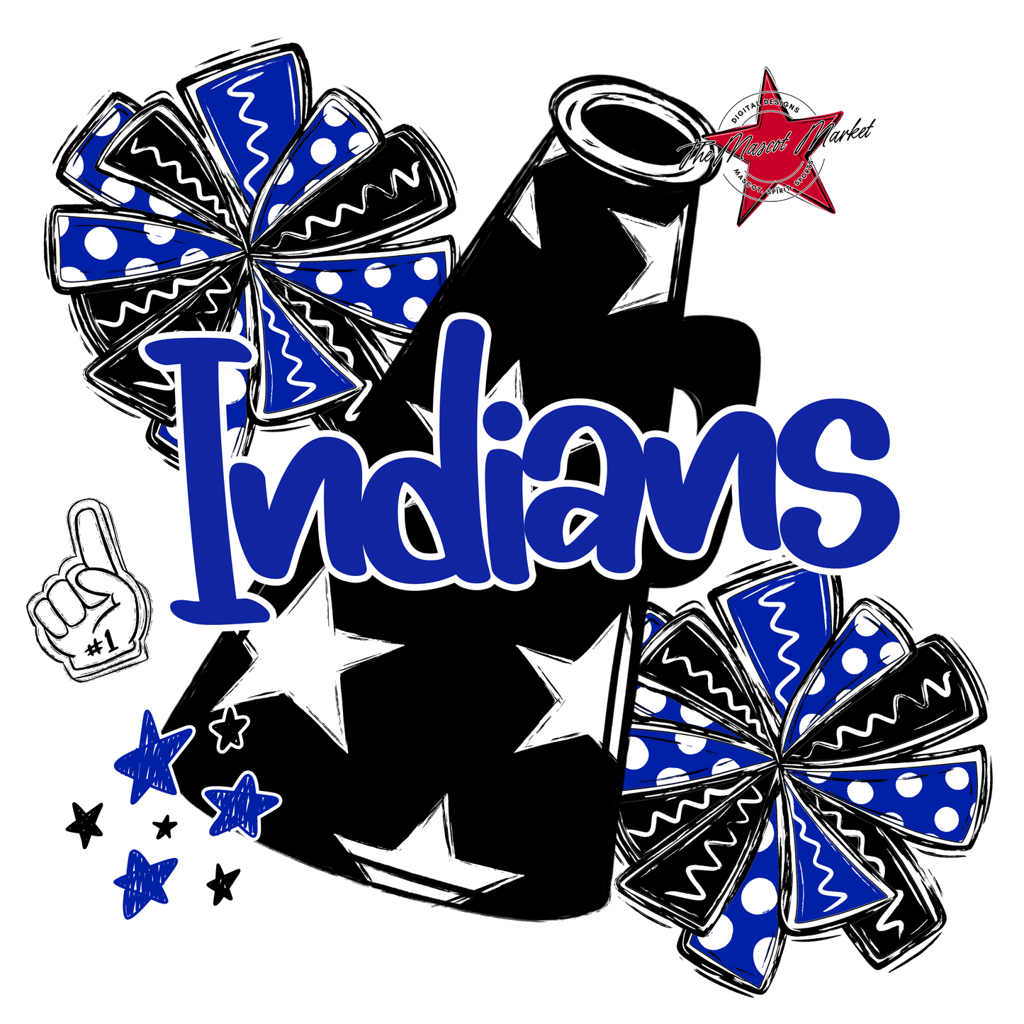 Indians Alpha Megaphone Design-Royal Blue