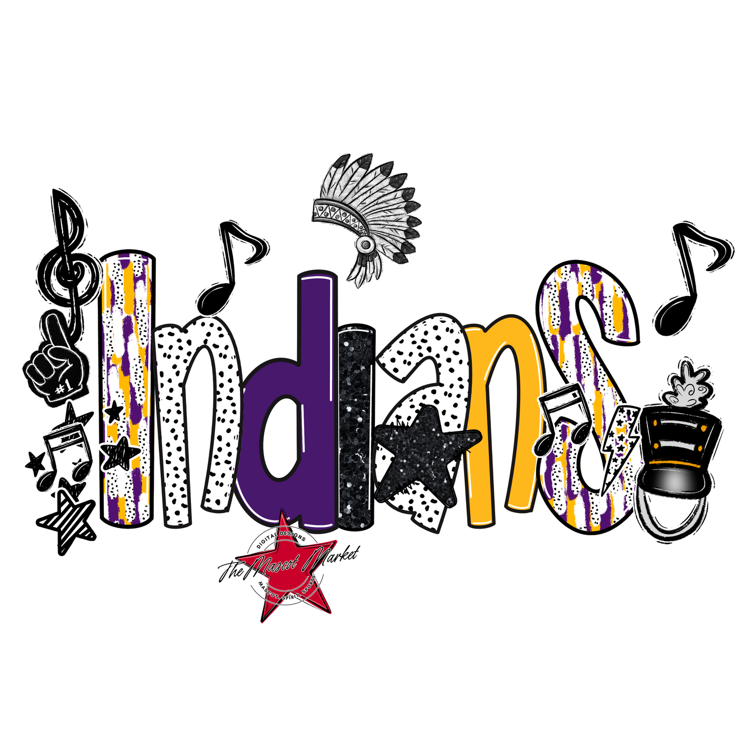 Indians Band Scrape-Purple-Yellow