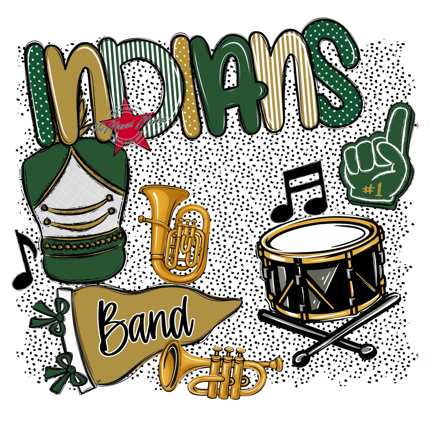 Indians Band Spirit-Green & Gold