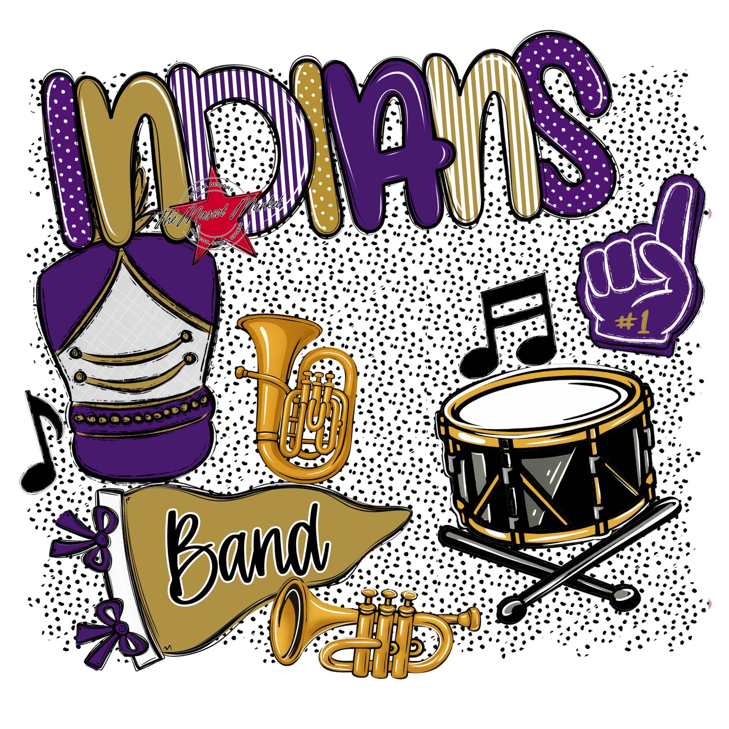 Indians Band Spirit-Purple & Gold