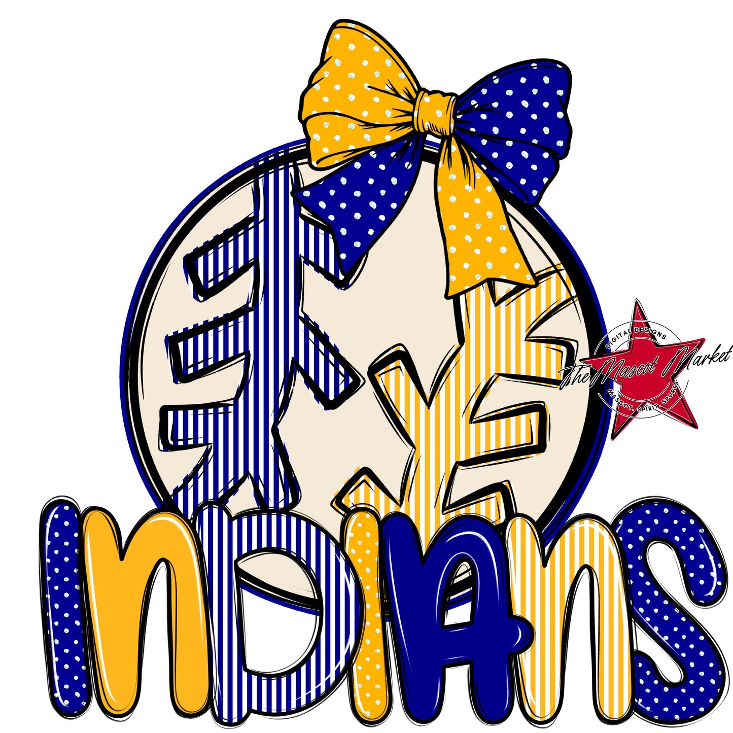 Indians Baseball-Softball Spirit Design-Blue & Yellow