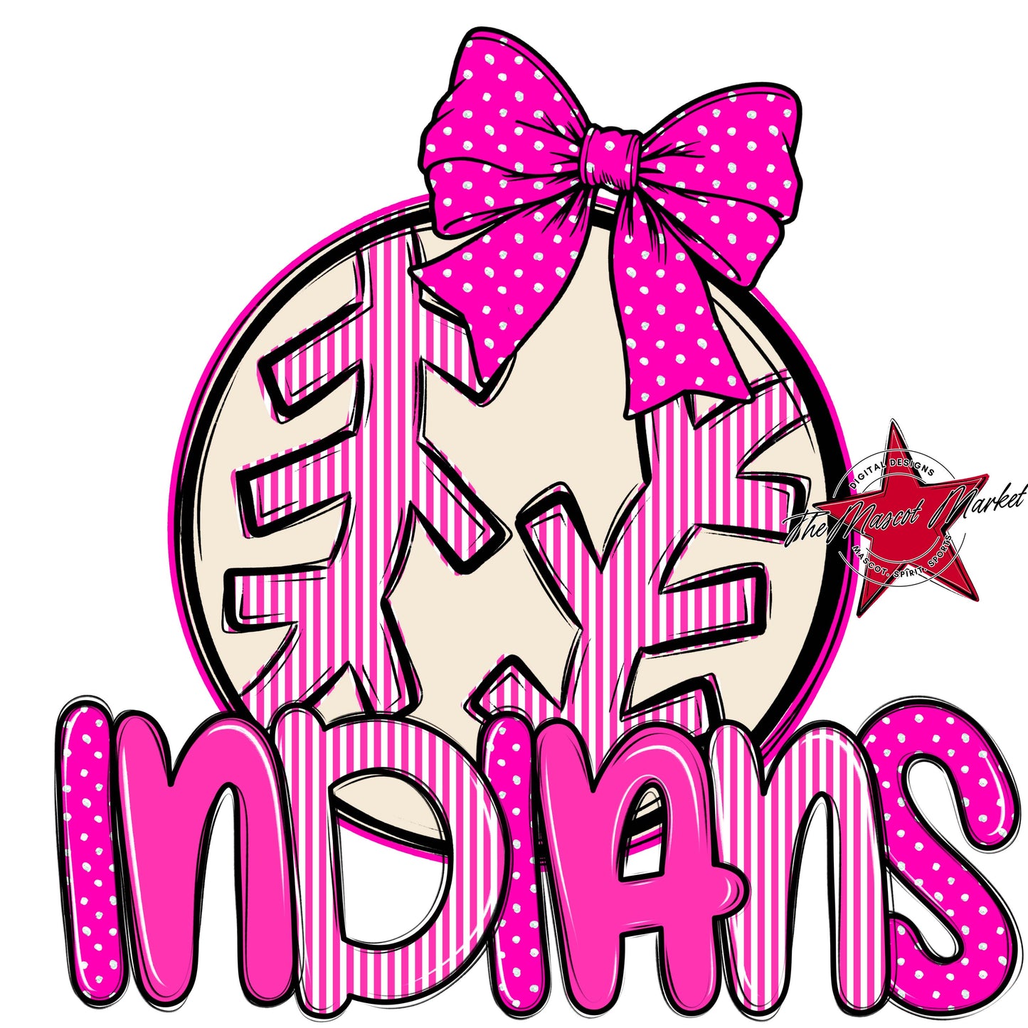 Indians Baseball-Softball Spirit Design-Pink